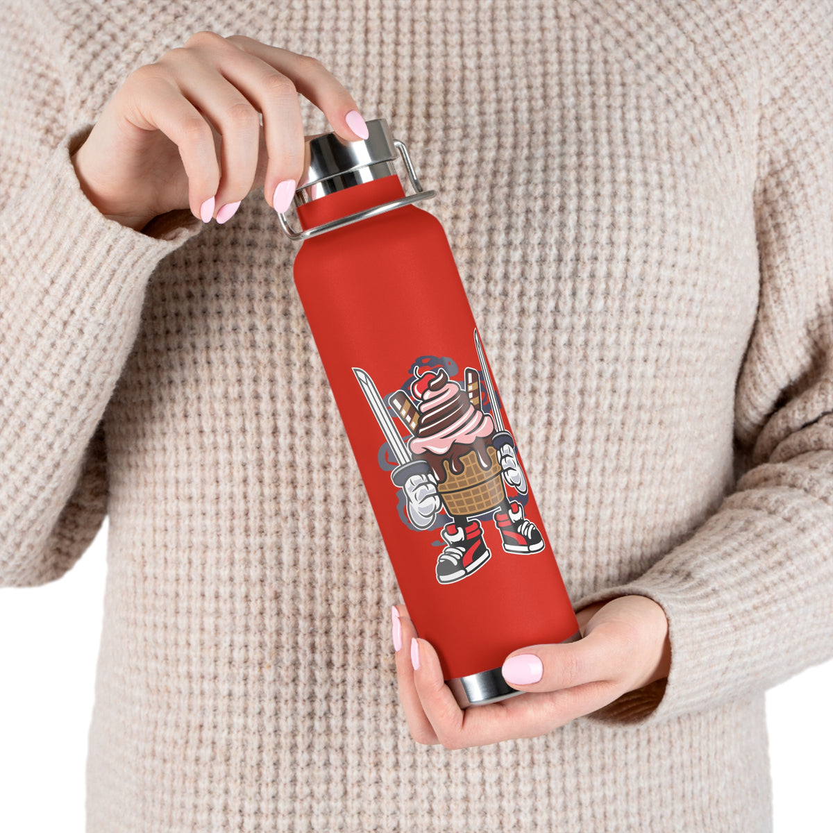 22oz Copper Insulated Water Bottle with Cartoon Design - CV94