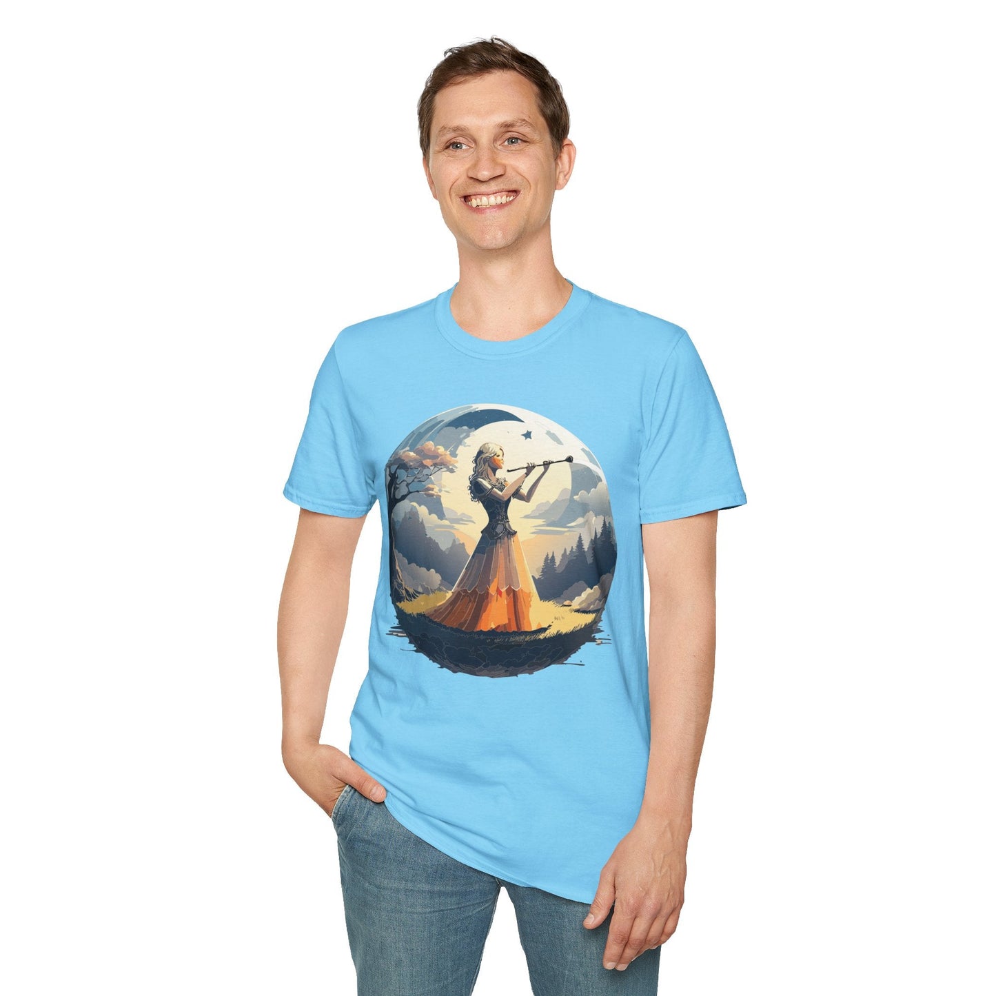 Unisex Softstyle Graphic T Shirt 100 Percent Ring Spun Cotton Art Design Tee For Women