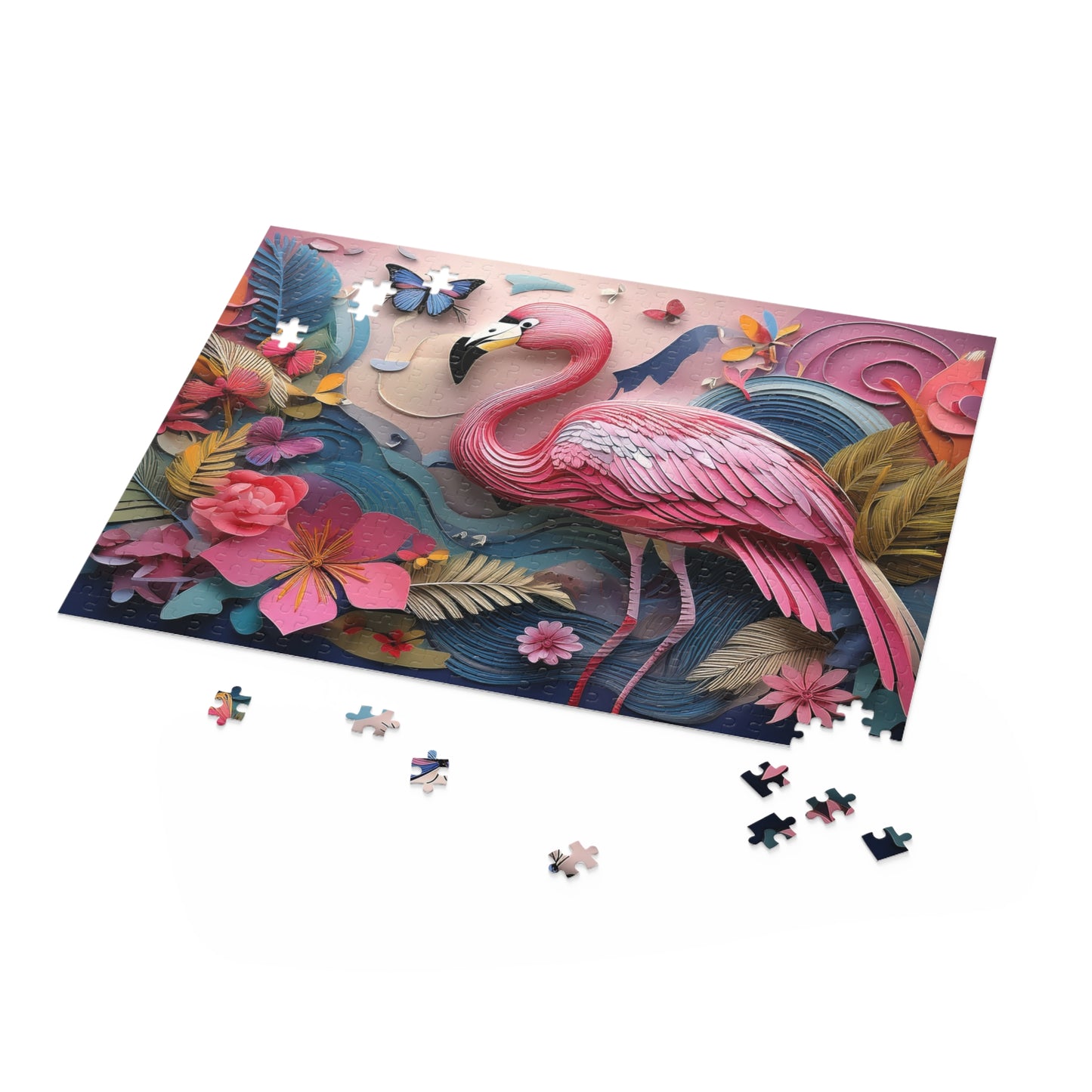 Puzzles-29 Kids Flamingo Puzzle 500-Piece  Floral Flamingo Puzzle 500-Piece, Birds Kids Puzzles Size: 16" x 20",  Ages 9+