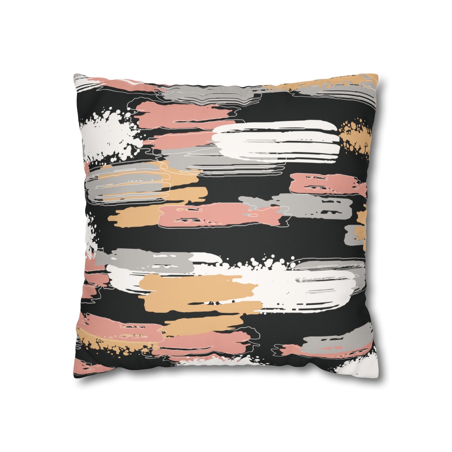 Faux Suede Pillowcase with Abstract print