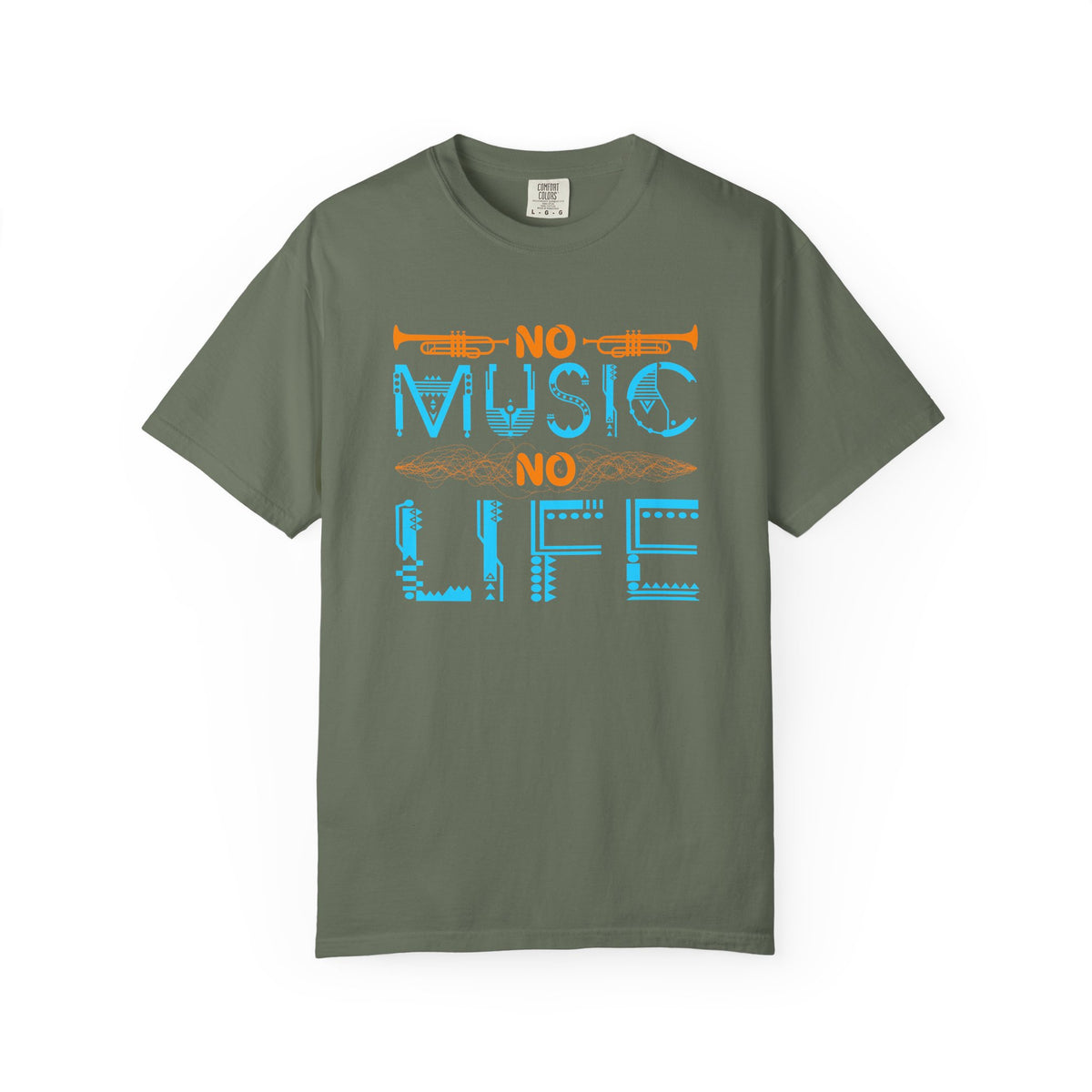 No Music No Life T-shirt Musical Instruments Typography Unisex Cotton Tee 077