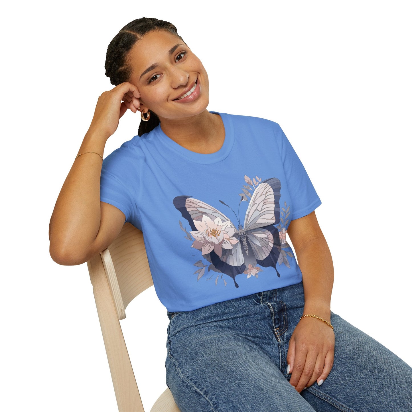 Butterfly T Shirt Unisex Monarch Print Softstyle Cotton Tee for Everyday Comfort