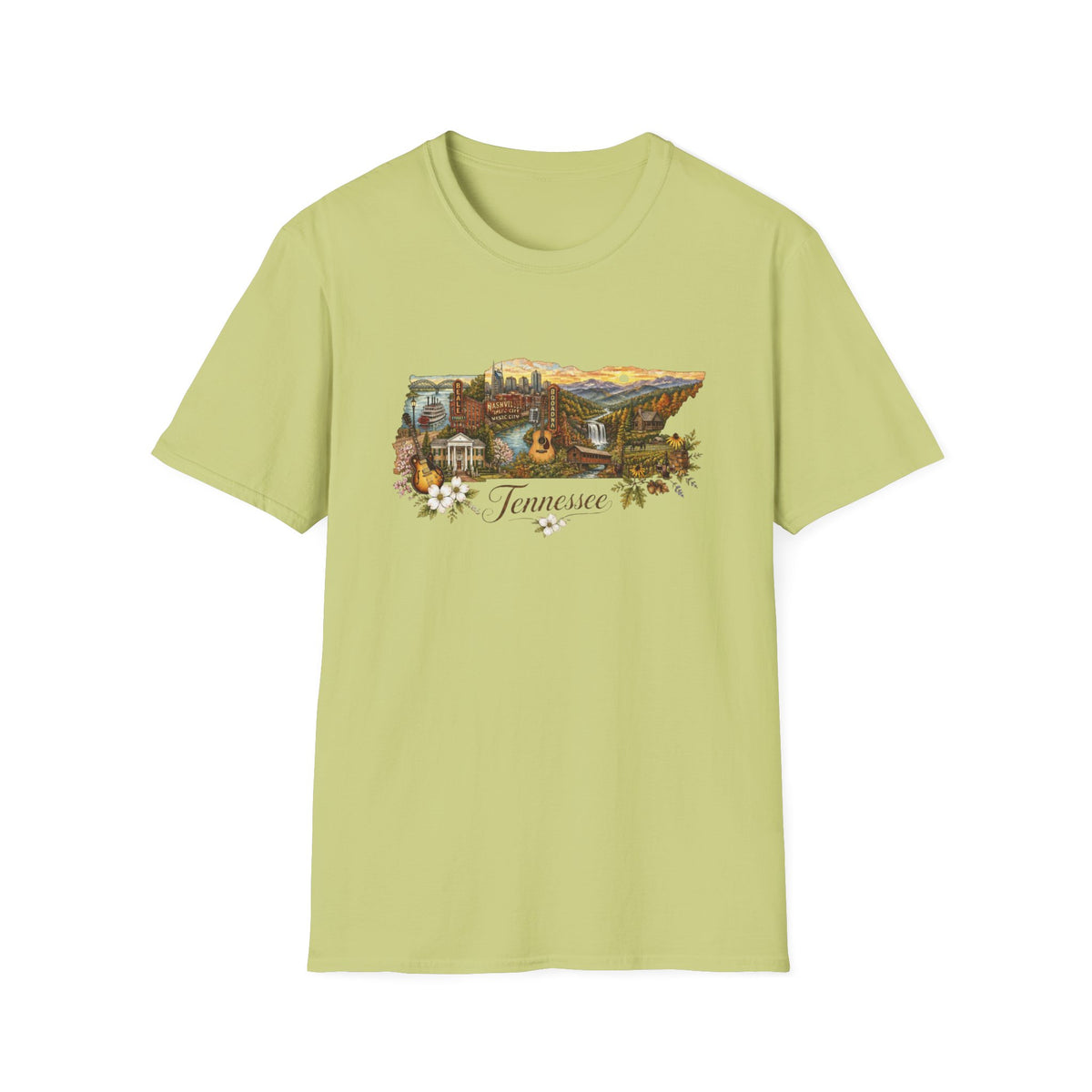 Tennessee Vintage State Map Graphic Design Unisex 100 Cotton Gildan T-Shirt