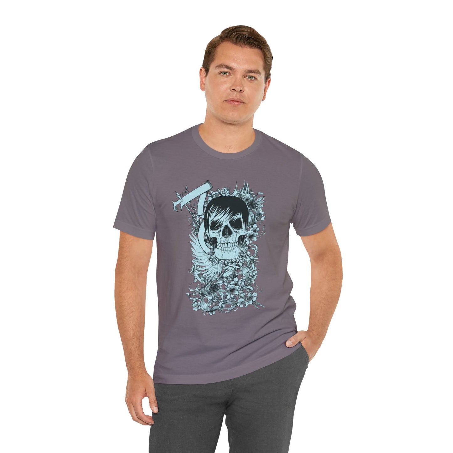 Sky Skull Graphic Design Tee, Skull Shirt, Vintage Tees, Art Design T-Shirt, Vintage Graphic Tee, Art Shirts with Skulls
