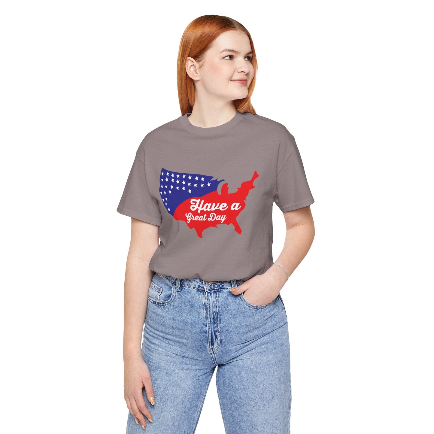 USA Map Patriotic Graphic Unisex Cotton T-Shirt 021