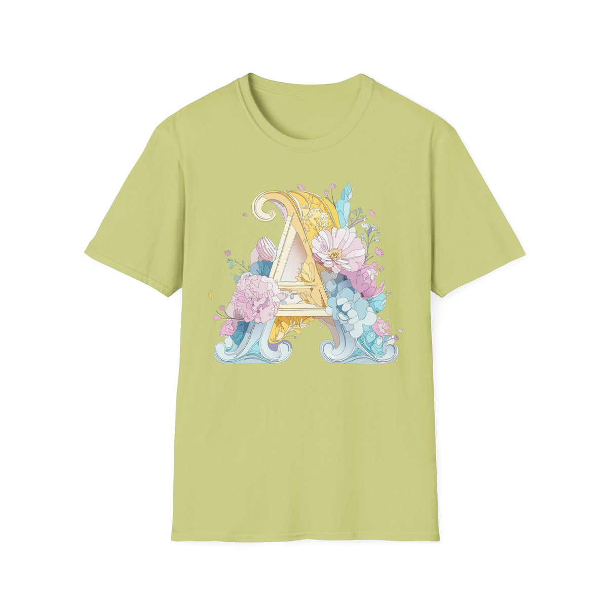 Floral Letter A T-Shirt | Decorative Monogram Initial Tee