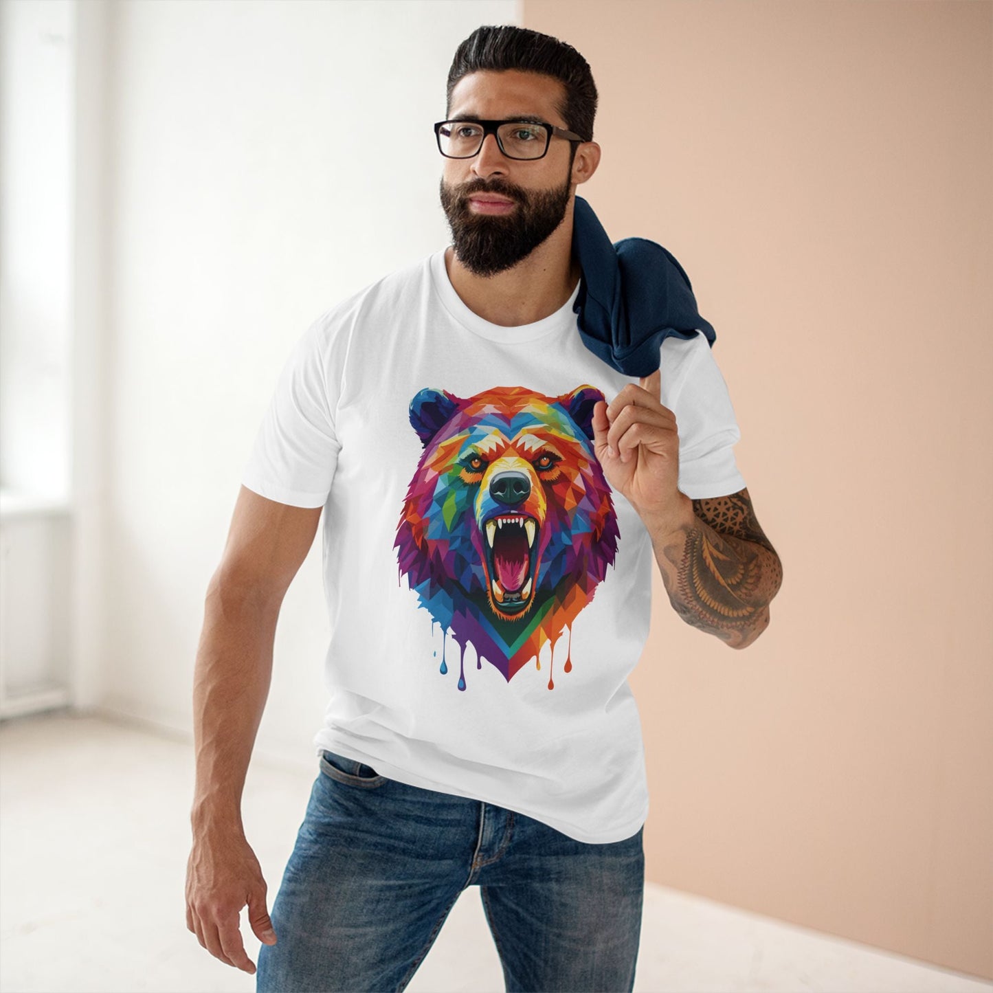 Bear Graphic Unisex 100 Cotton Staple Tee with Animal Design Artwork 14