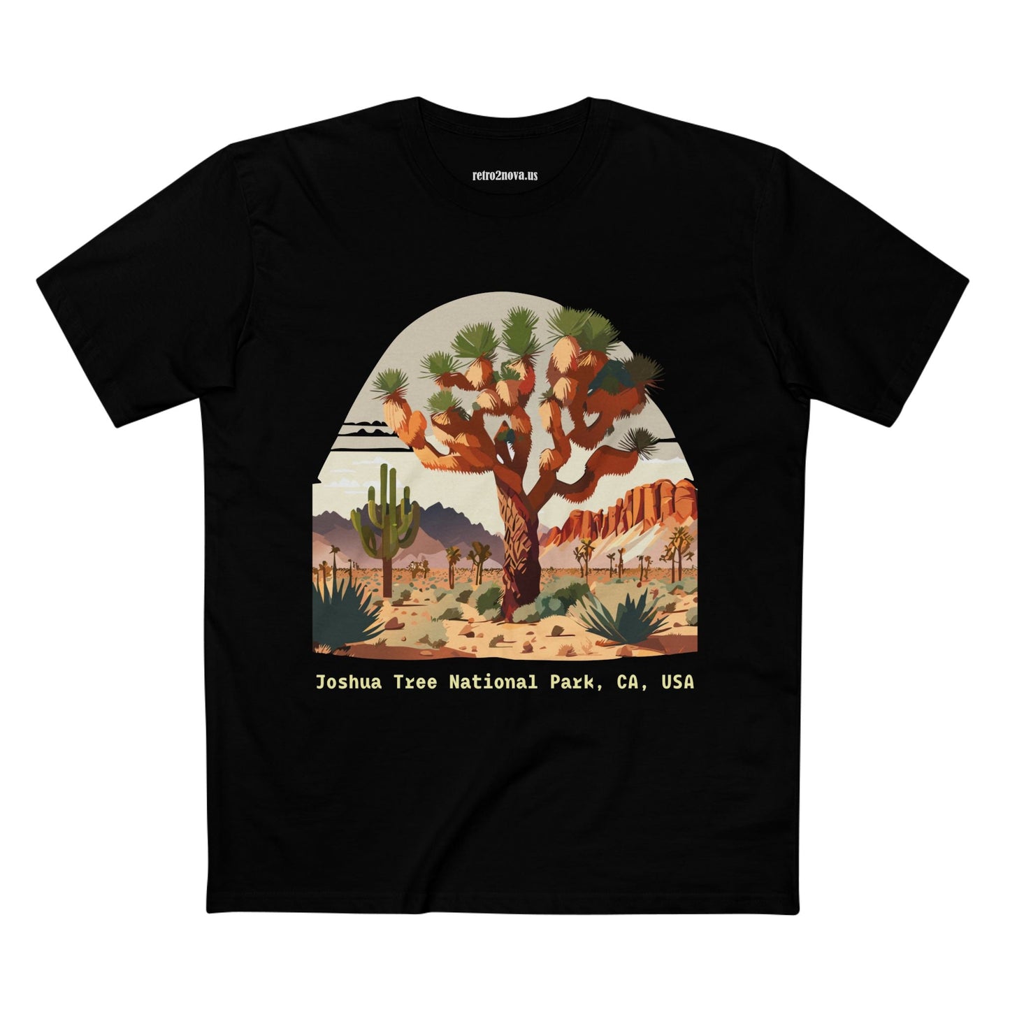 Joshua Tree Travel Shirt Unisex Premium Cotton Tee With Original Art Design Retro2Nova