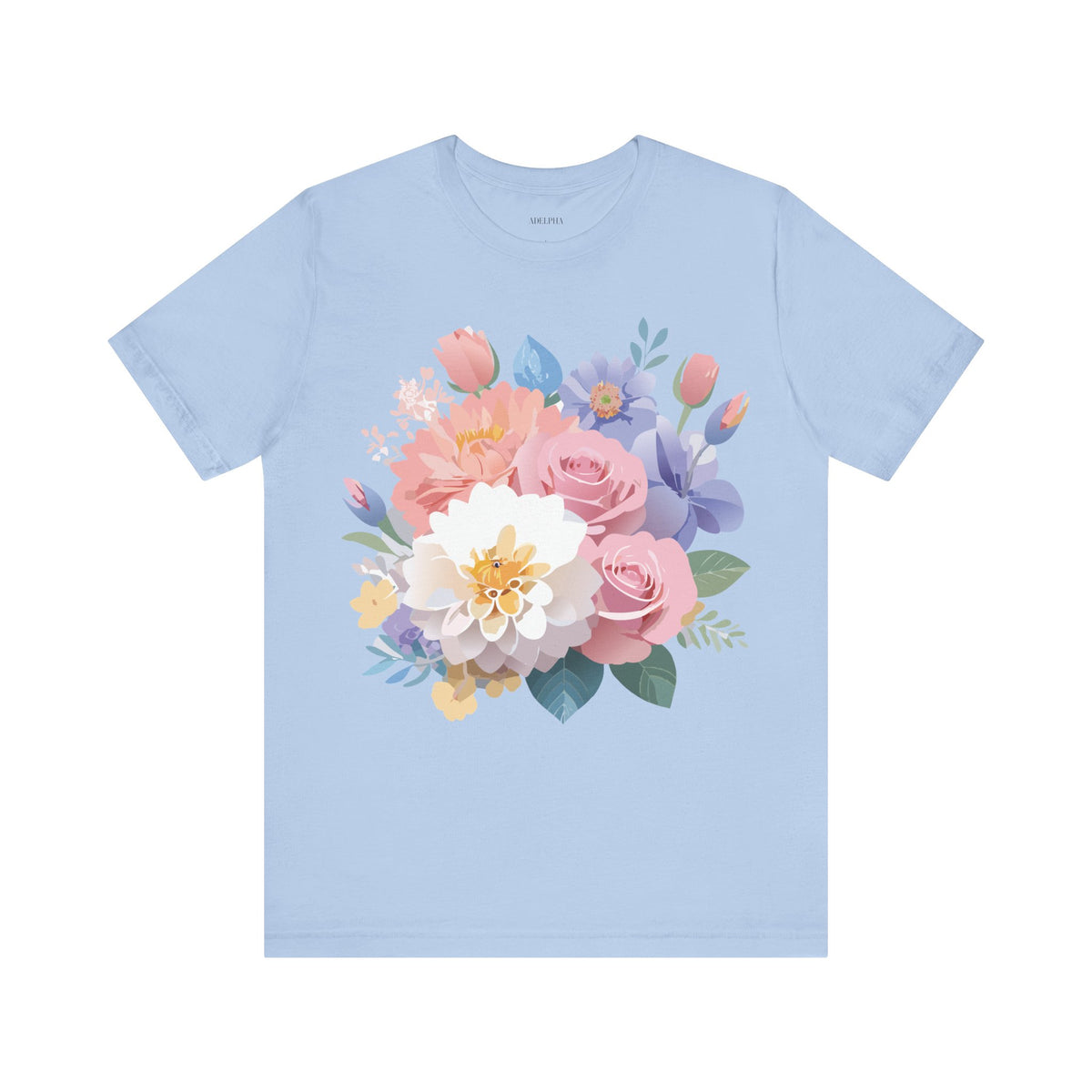 Floral Graphic Unisex Cotton Bella+Canvas Tee with Flowers Art Design n120