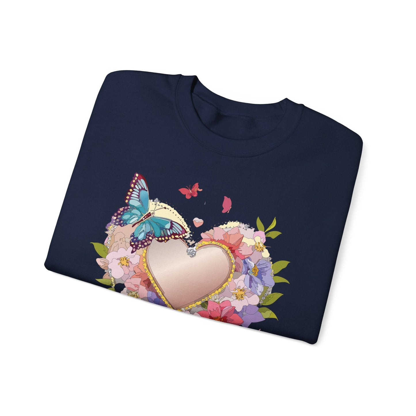 Unisex Floral Heart Sweatshirt Floral Love Sweatshirt Valentines Day Sweatshirt Heart Floral Design