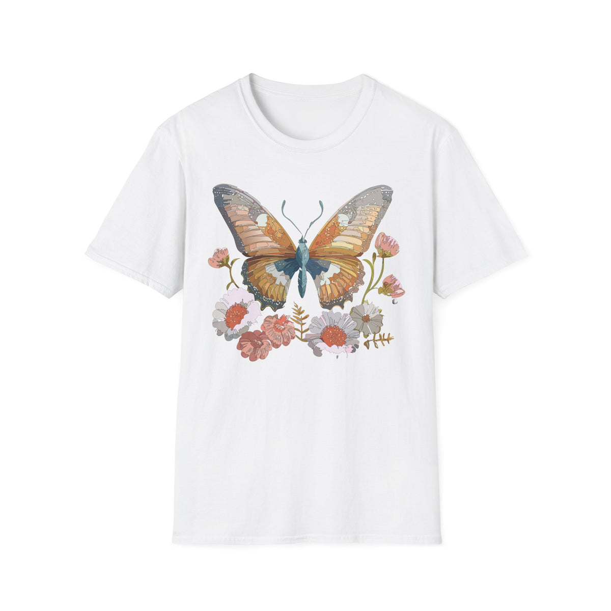 Butterfly Floral Watercolor Wings Graphic Design Unisex 100 Cotton Gildan T-Shirt