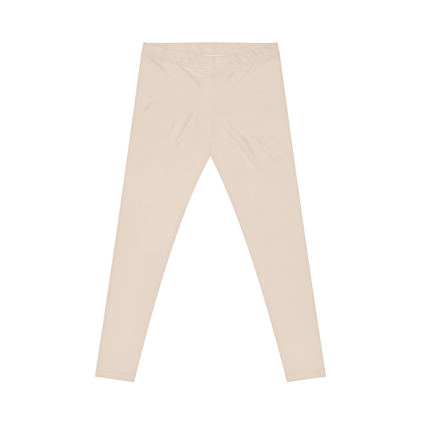 Almond Cream Color Women's Poly-Span Casual Leggings Print Everyday Activewear Pants