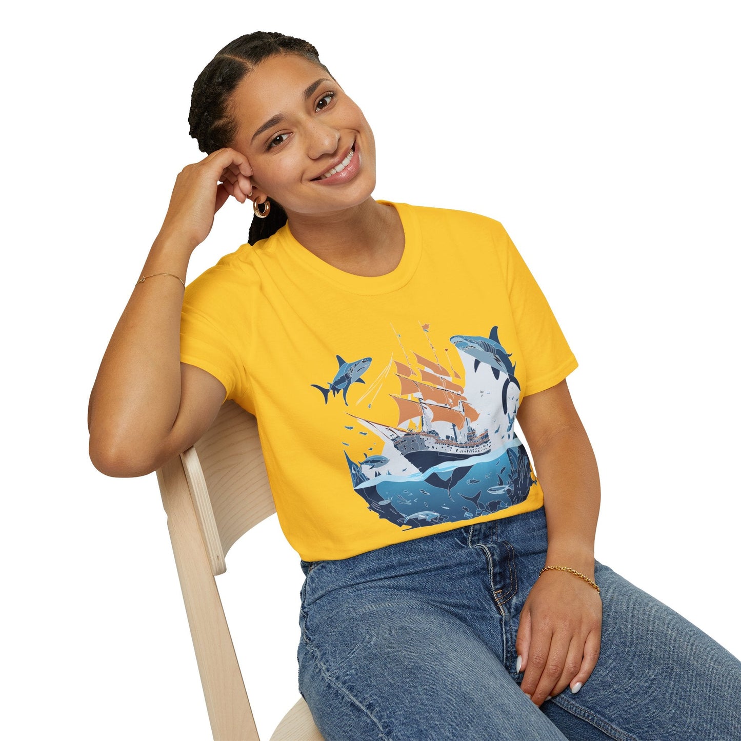 Ocean Graphic Unisex Softstyle Cotton Tee 18