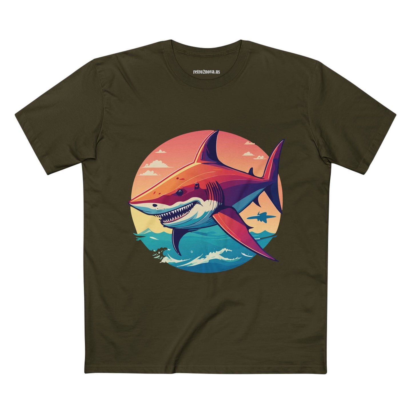 Unisex Premium Cotton Staple Tee With Original Art Shark Shirt From Retro2Nova Art Collection Soft Breathable Comfort