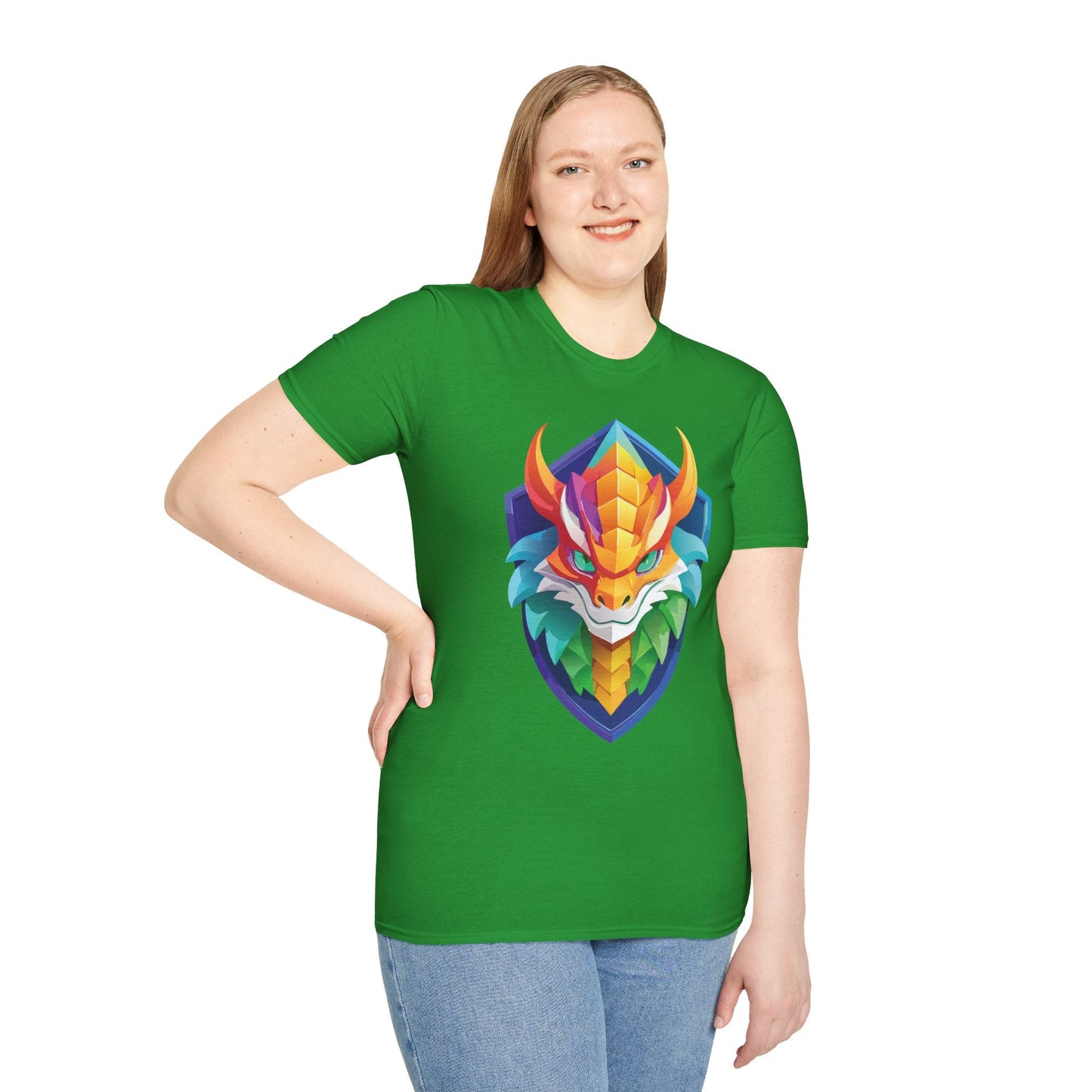 Unisex Dragon T Shirt Softstyle 64000 100 Percent Ring Spun Cotton Comfortable Tee