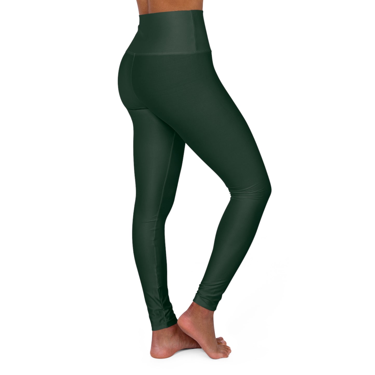 Evergreen Green Color High-Waist Yoga Leggings Women's Seamless Poly-Span Stretchy Pants XS-2XL