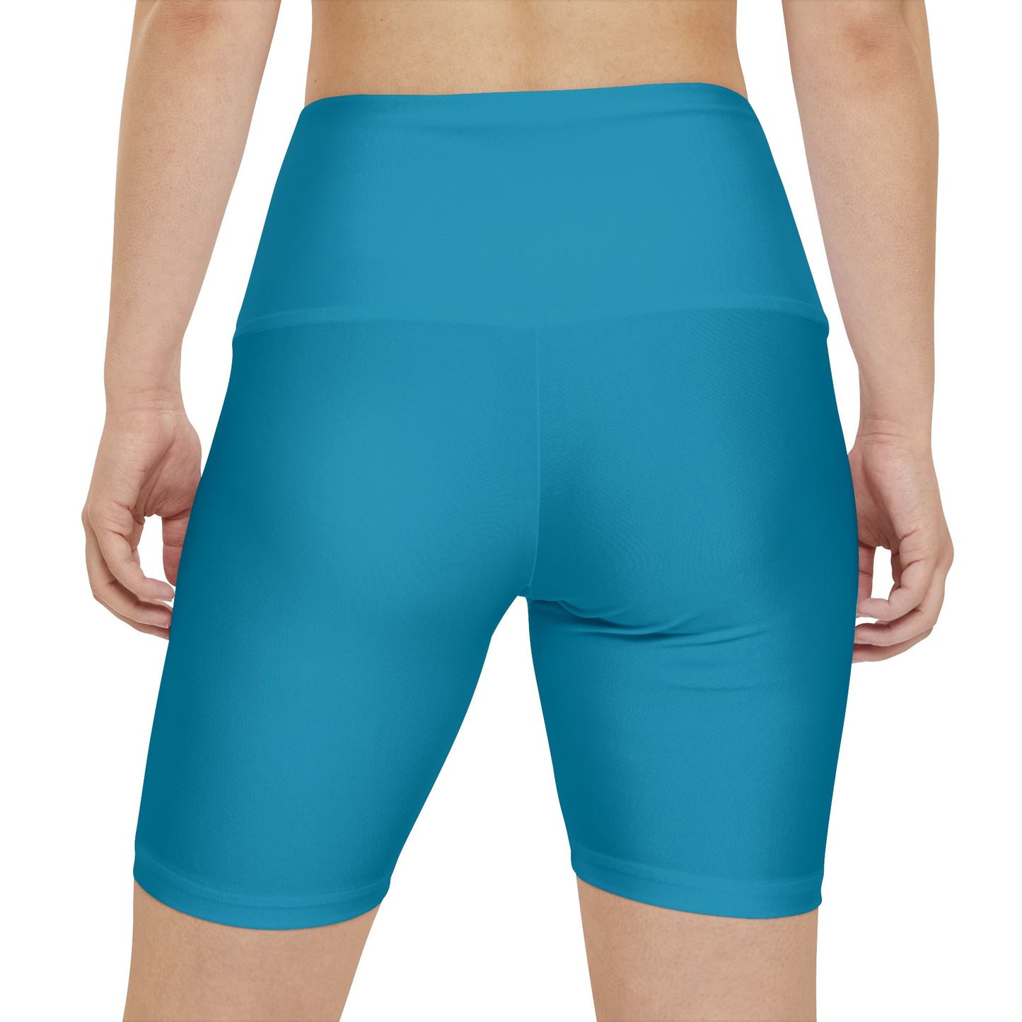 Bondi Blue Women's Workout Shorts — Solid High-Waist Biker Shorts for Exercise & Everyday Wear