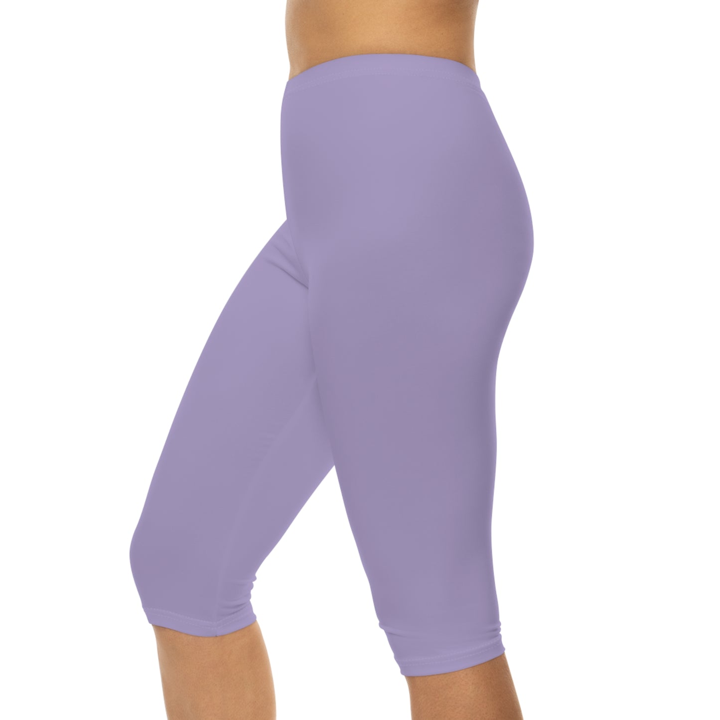 Lilac Mist Color Women's Brushed Suede Poly Span Casual Capri Leggings XS-2XL