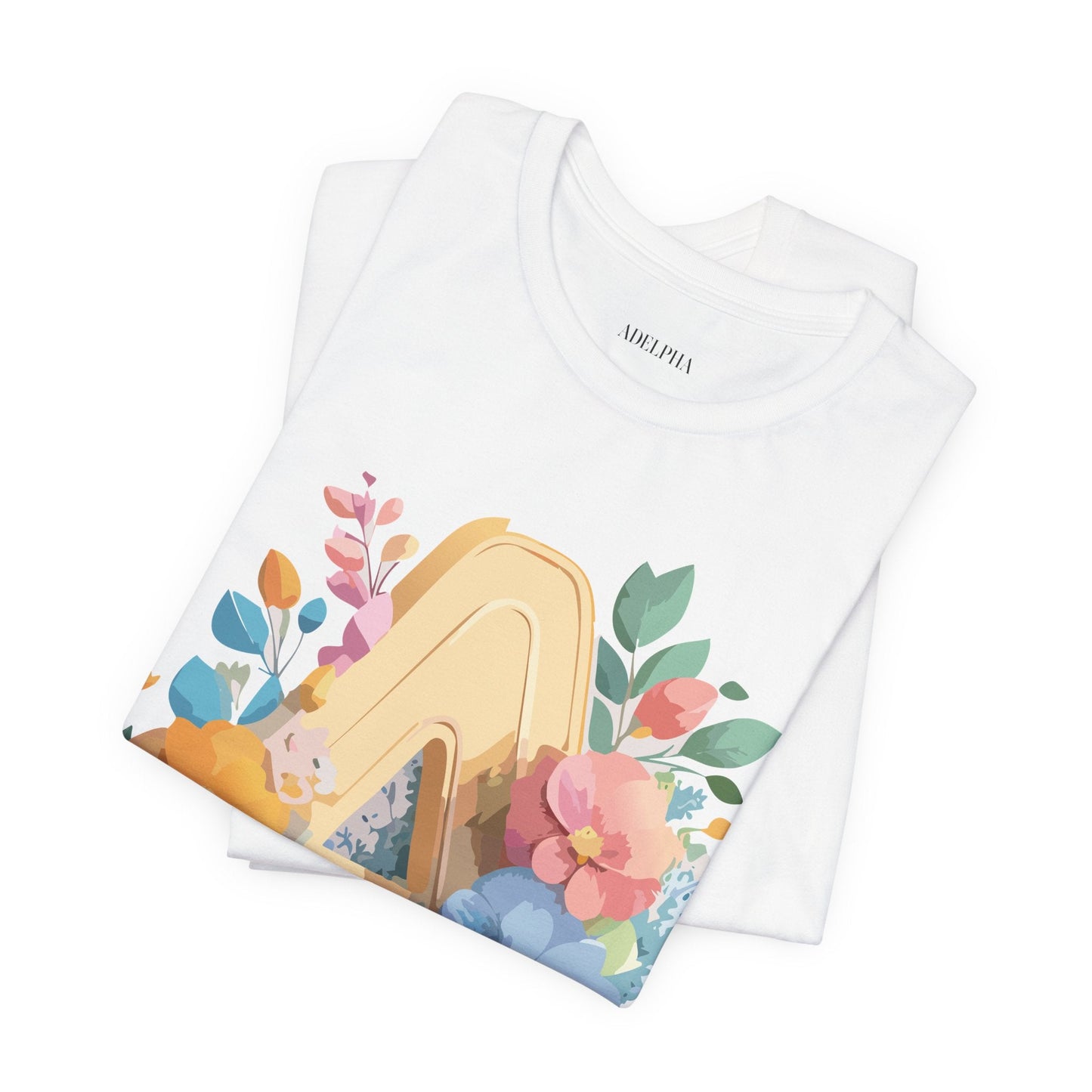 Letter A Shirt Graphic Tee Unisex Short Sleeve by Adelpha Vintage Inspired Art Tee