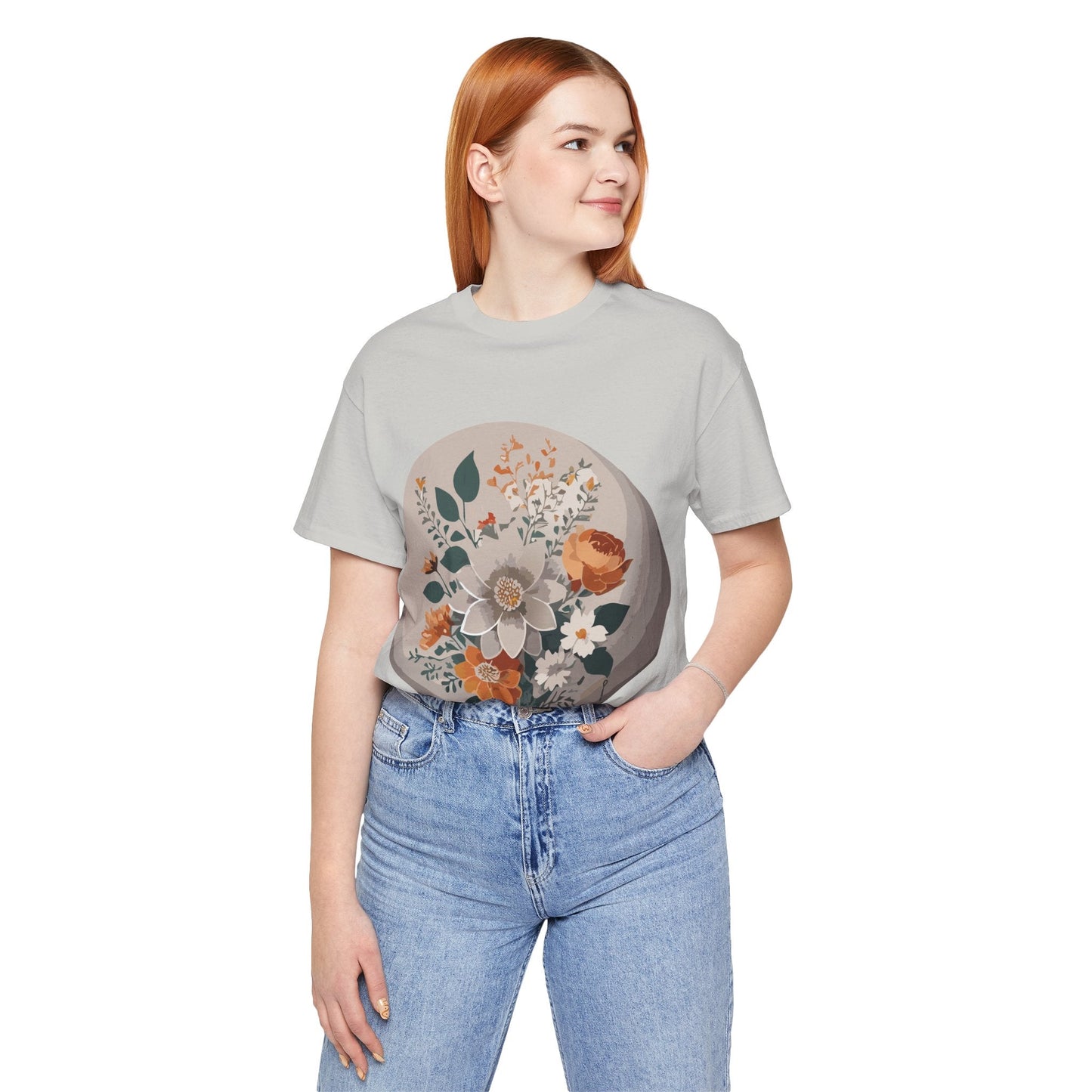 Retro2Nova Floral Shirt Unisex Short Sleeve Tee Lightweight Breathable Cotton Blend Jersey