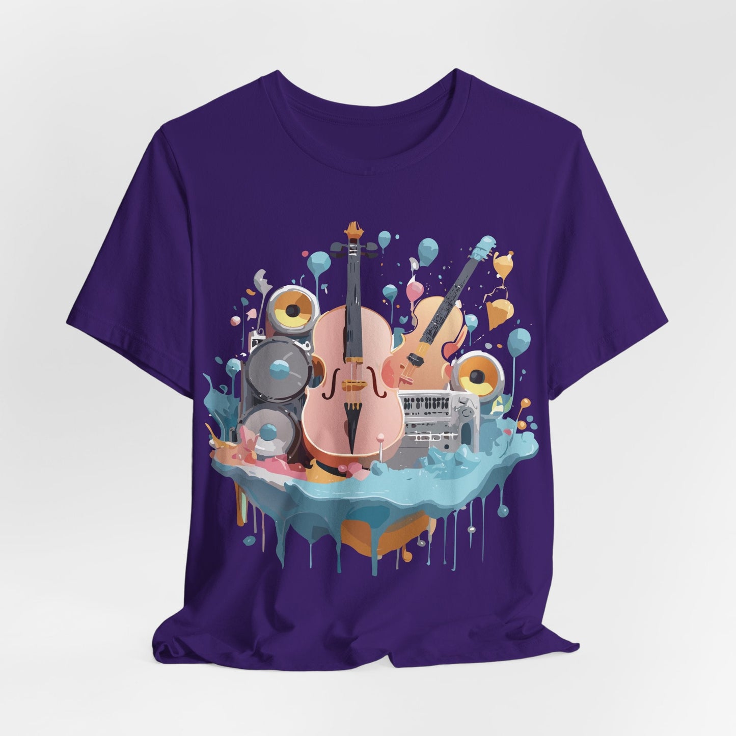 Music Graphic Unisex 100 Cotton Vintage Art with Musical Elements Tee 90