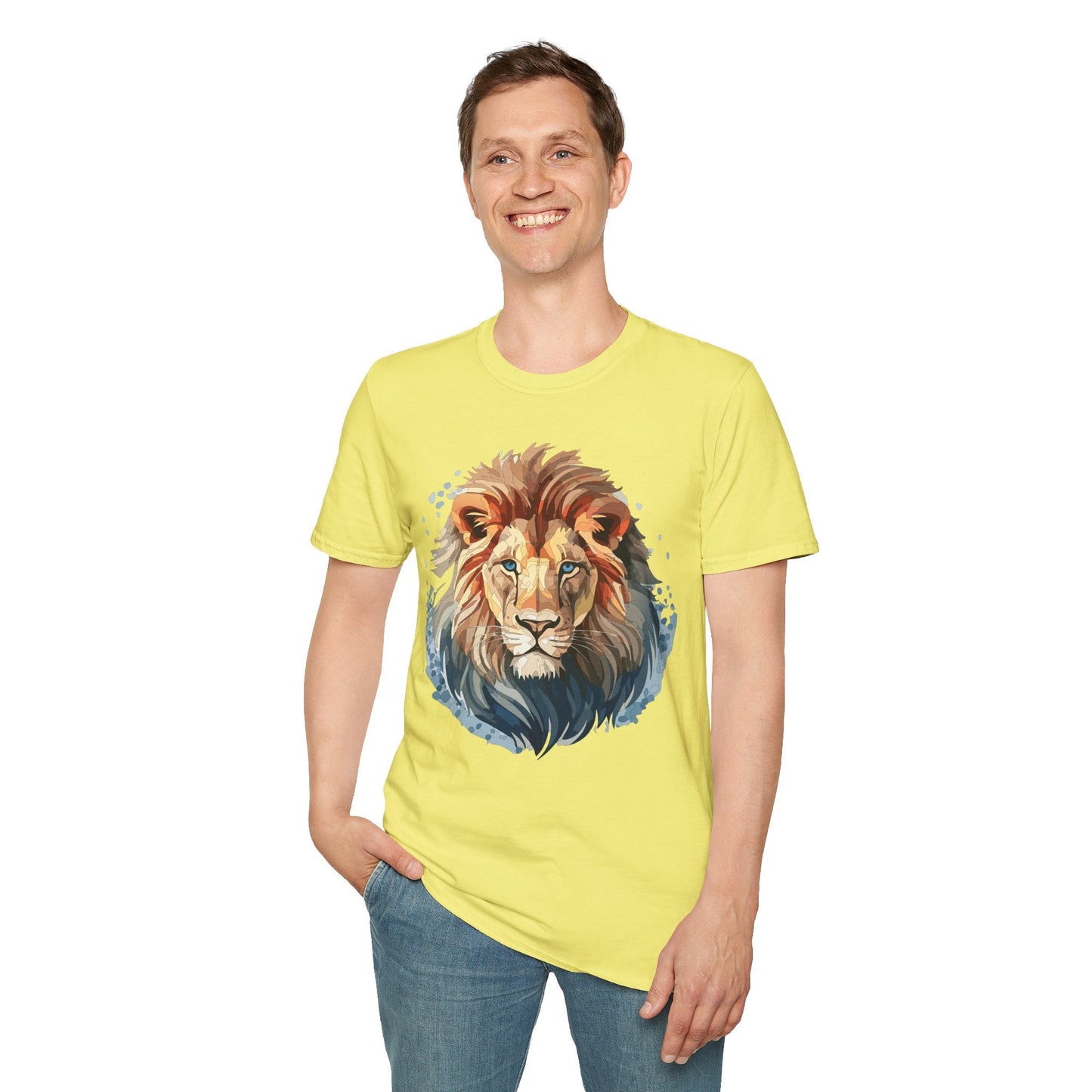 Unisex Lion Shirt Floral Lion Tee Gildan Softstyle 64000 Tee