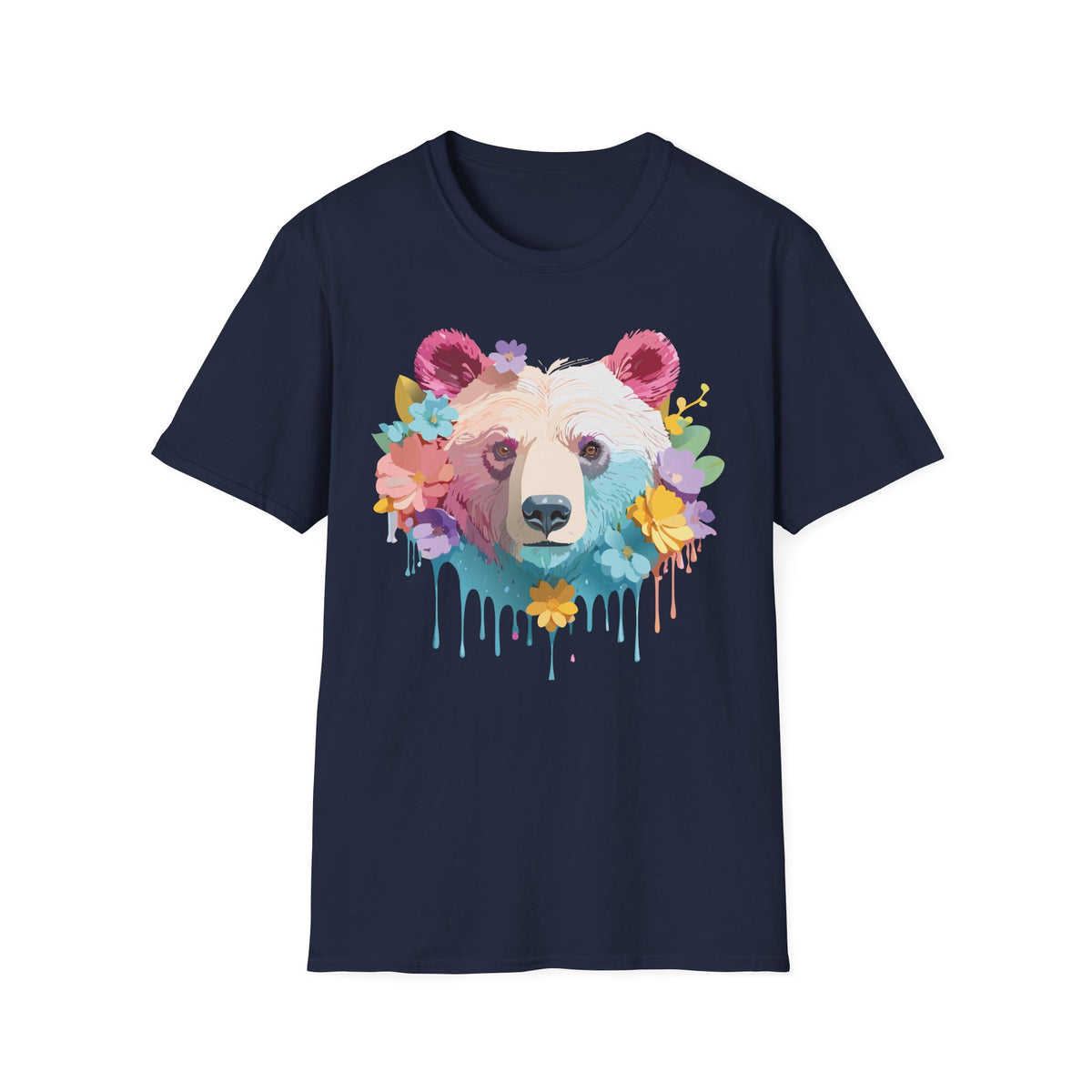 Colorful Floral Bear T-Shirt | Watercolor Drip Bear Tee