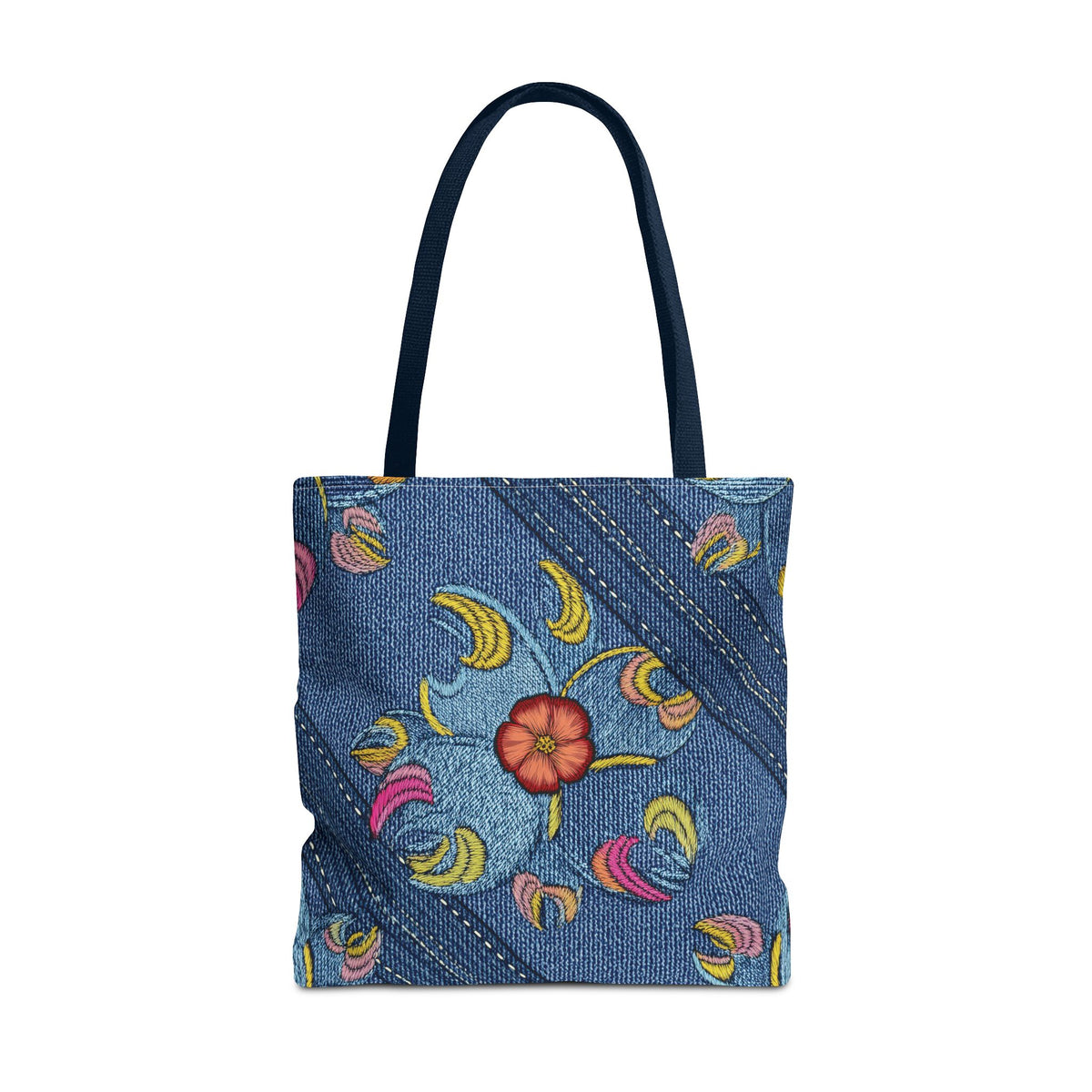Denim Fabric Imitation Print Unisex Canvas Bag Poly Spun 3 Sizes Tote Bag 159-3
