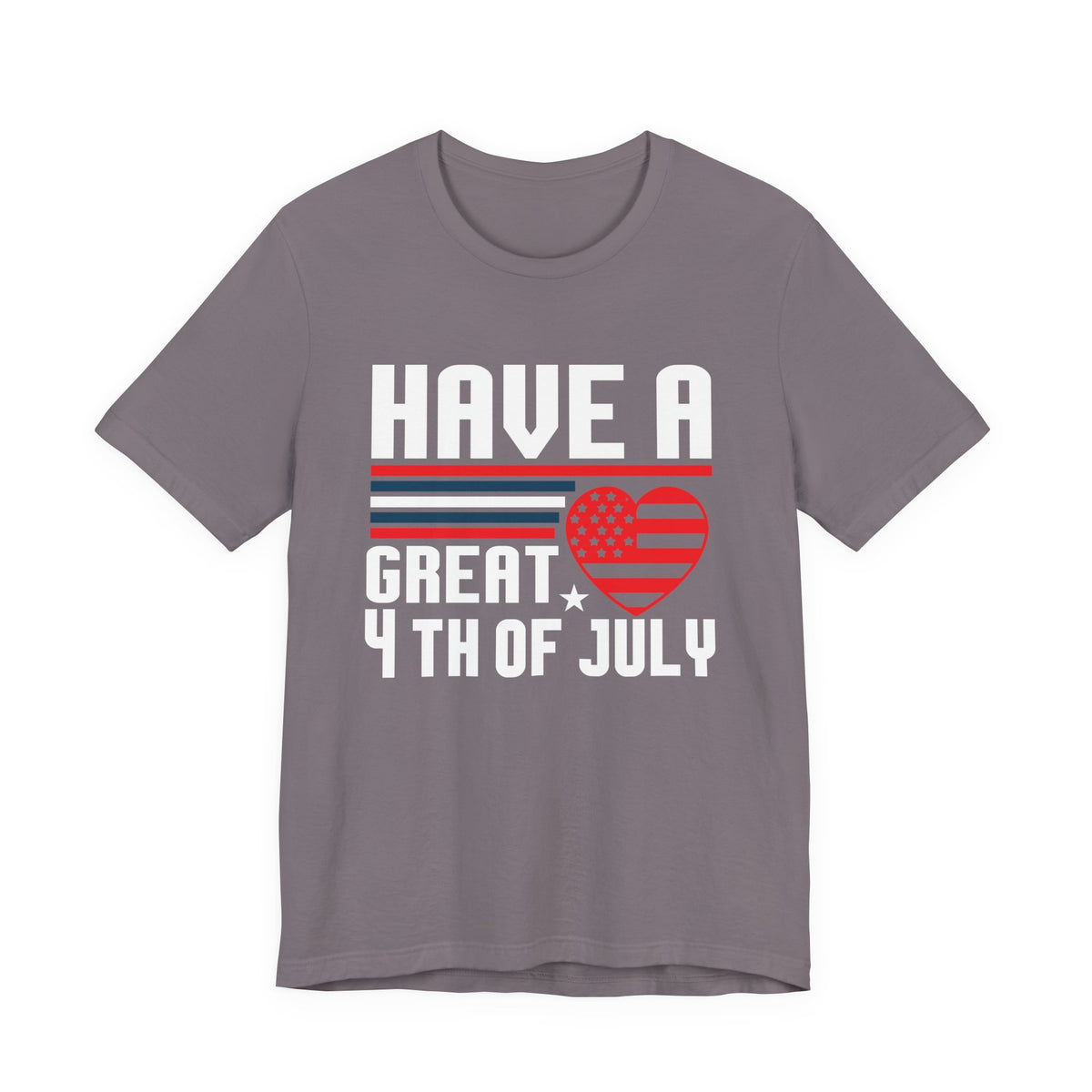 4th of July Tee American Flag Heart Patriotic Independence Day Unisex Cotton Shirt 020