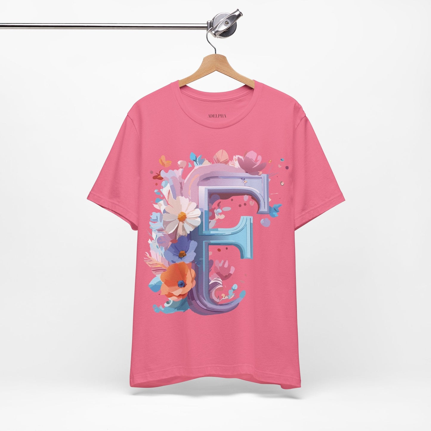Letter F Graphic Tee Unisex Vintage Style Shirt Featuring Adelpha Artwork Premium Short Sleeve