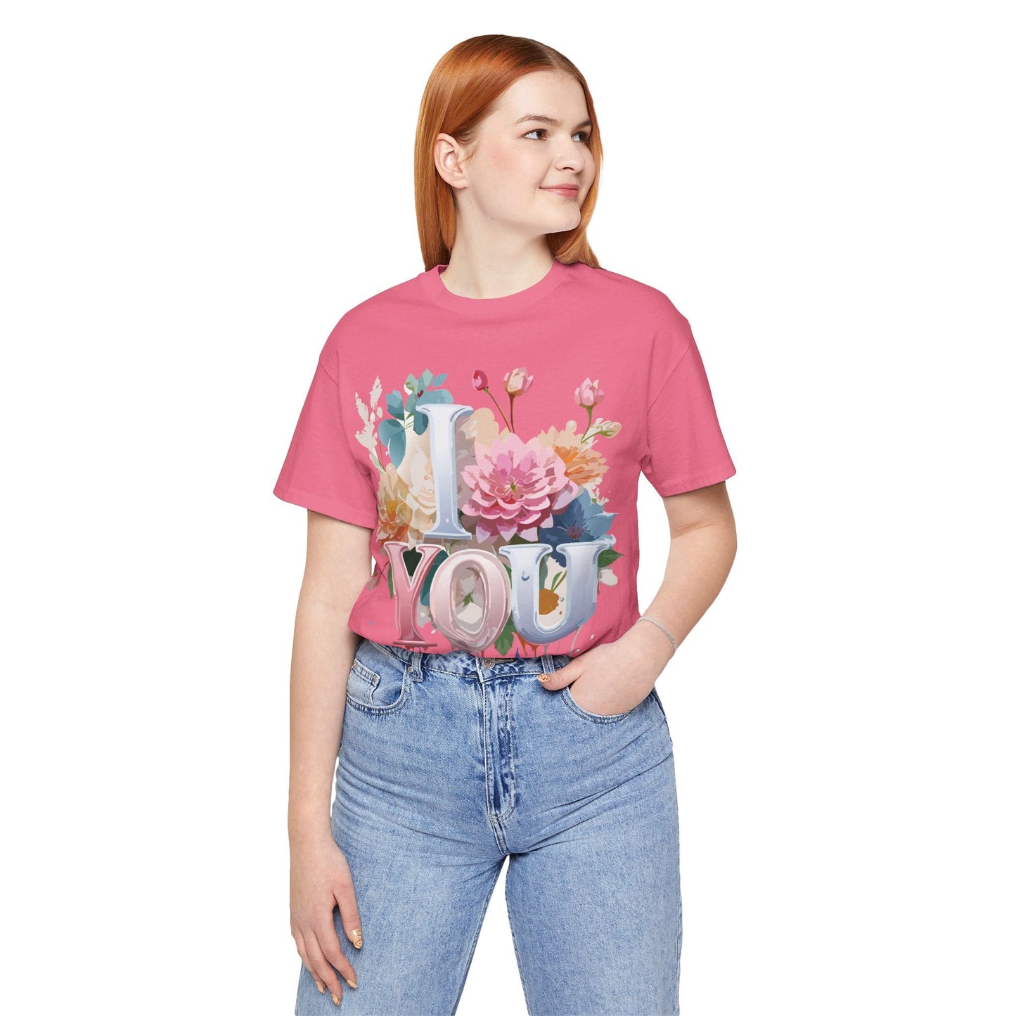 Valentine Day Graphic Unisex 100 Cotton Vintage Artwork with Love and Flower Design Tee 8