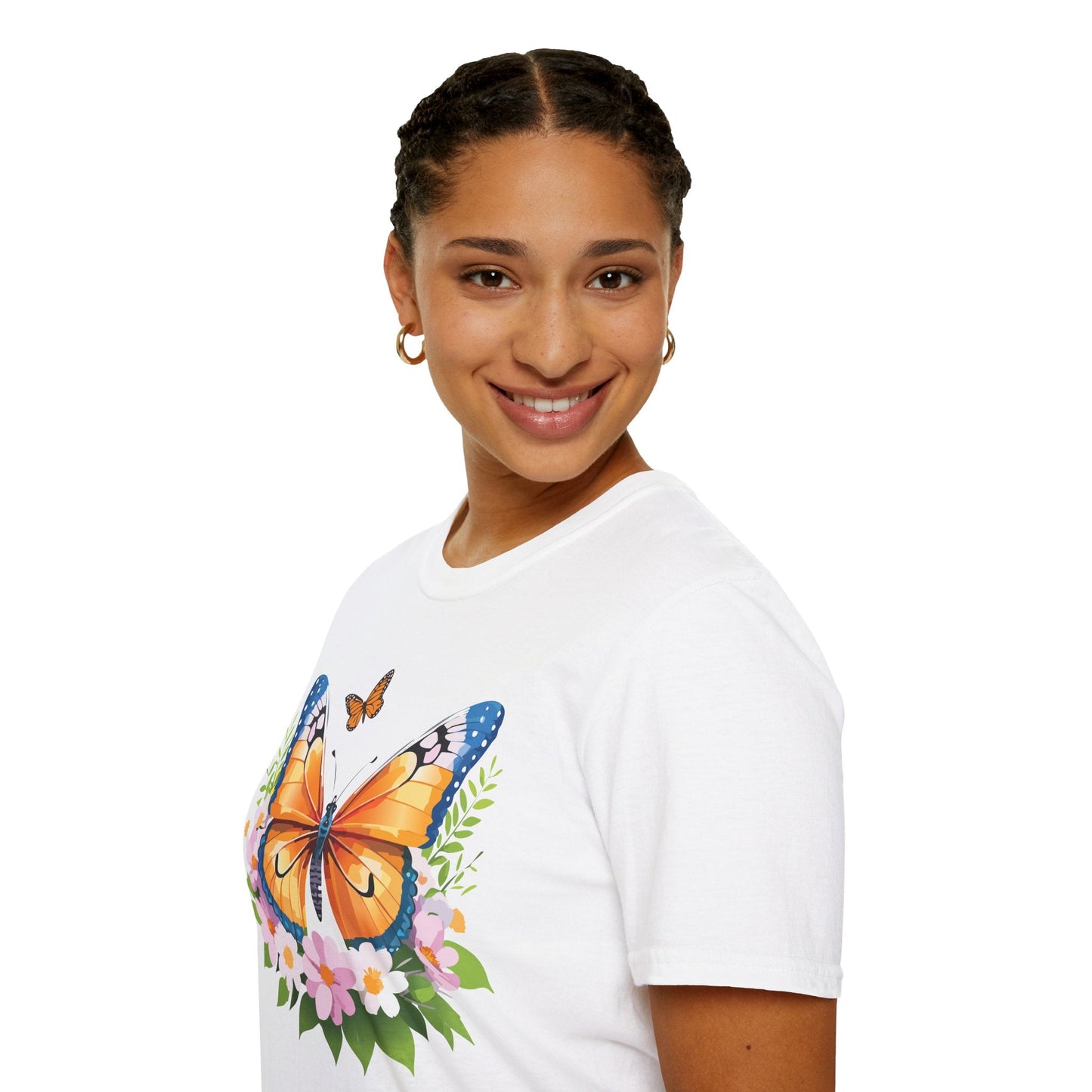 Butterfly Shirt Unisex Cotton Tee Monarch Butterfly Design Gildan Softstyle 64000 Short Sleeve