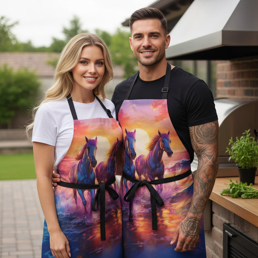 Horse 100% Polyester Stain-resistant 31.5 x 25.6  Art Print Canvas Apron 2