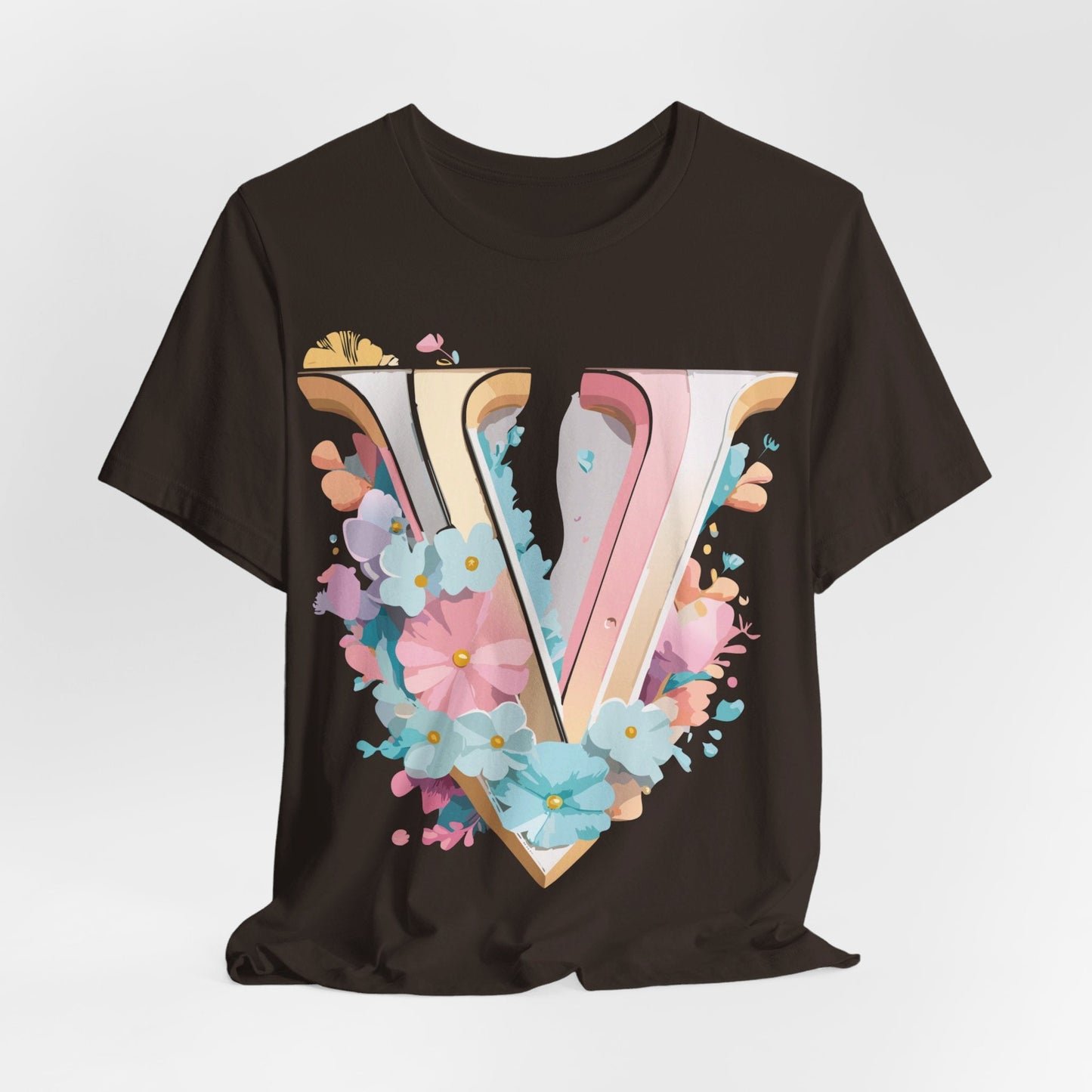 Letter V Shirt Graphic Tee Unisex Jersey Short Sleeve Vintage Inspired Adelpha Art Design