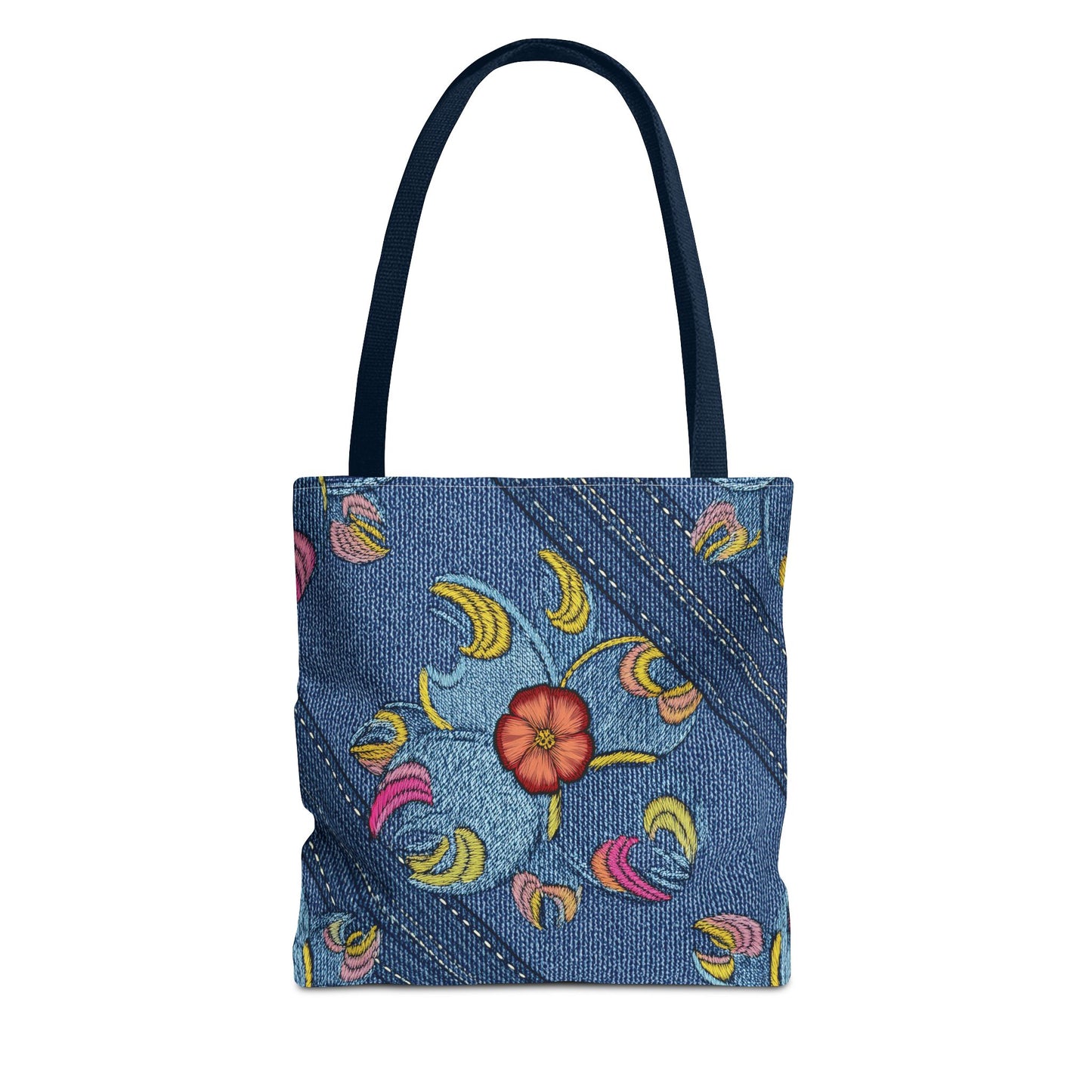 Denim Fabric Imitation Print Unisex Canvas Bag Poly Spun 3 Sizes Tote Bag 159-3