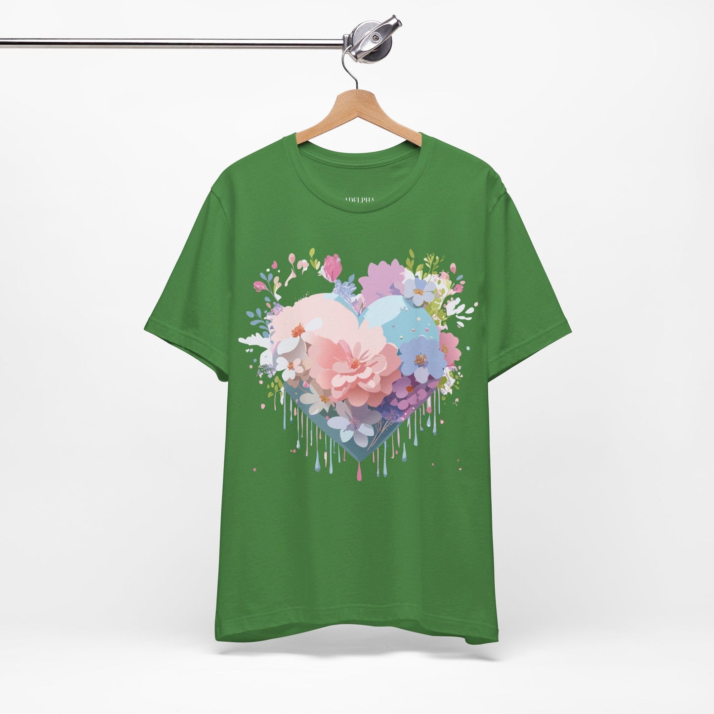 Valentine Day Graphic Unisex 100 Cotton Vintage Artwork with Love and Flower Design Tee 32
