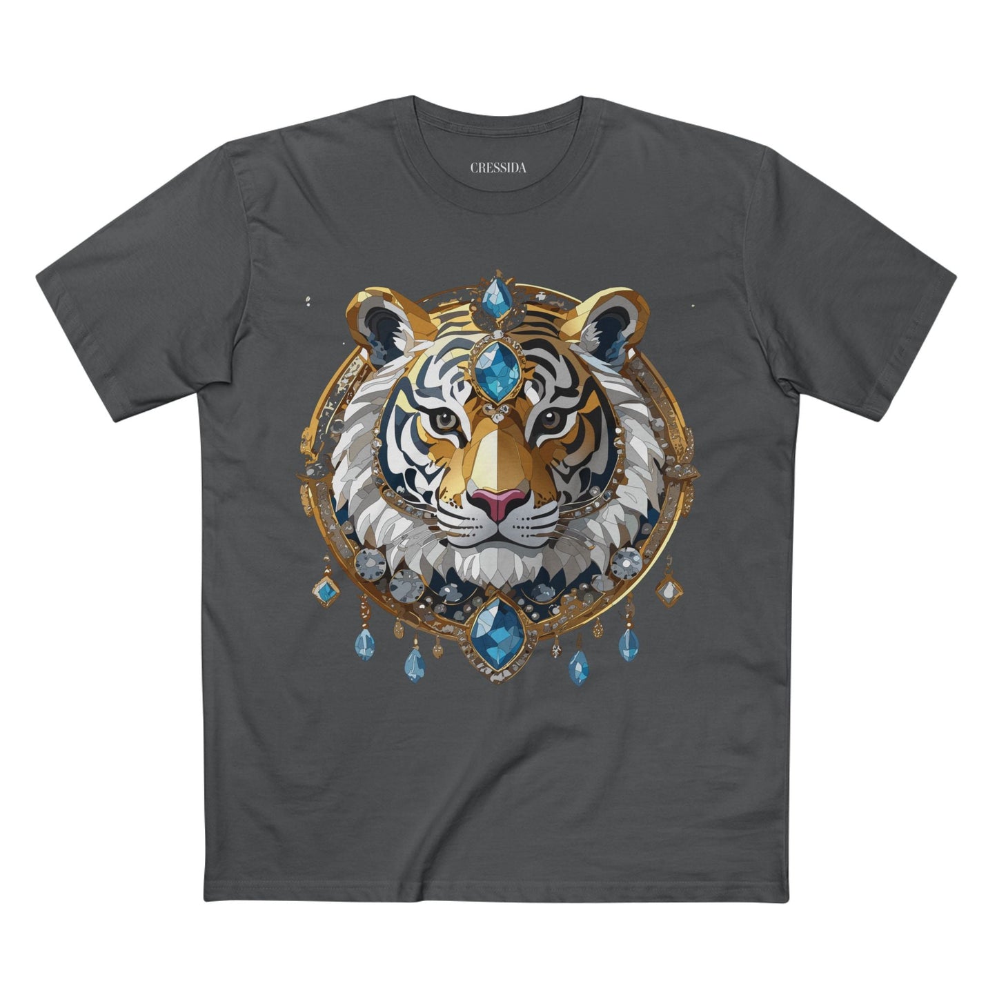 Tiger Graphic Unisex 100 Cotton Tee With Unique Animal Golden Medallion Art Design 54