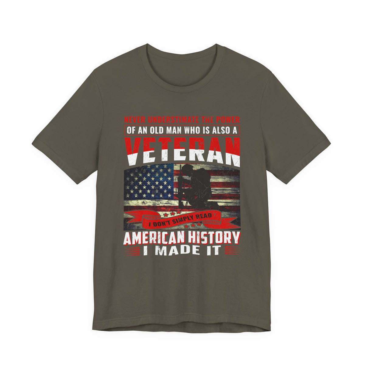 Veteran American flag T-Shirt I Made It Old Man Veteran Military Pride Unisex Cotton v32