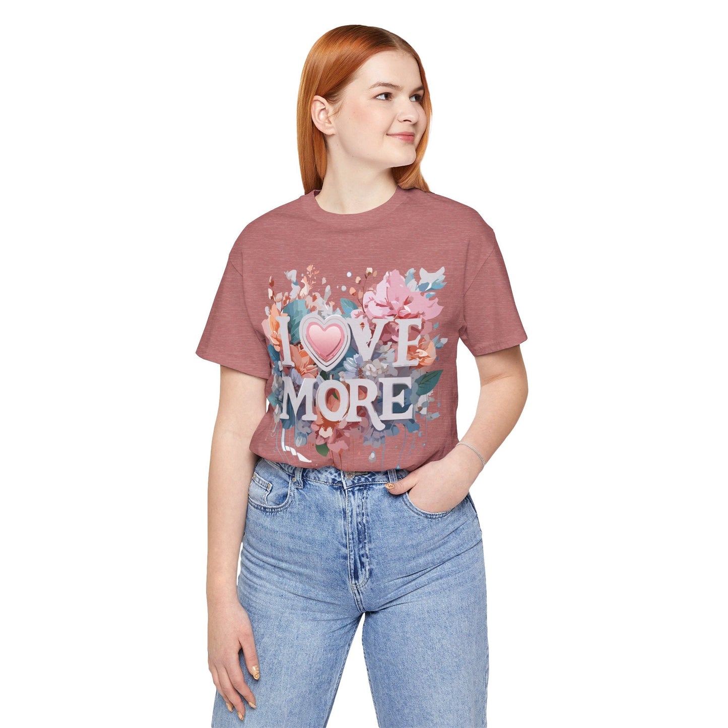 Valentine Day Graphic Unisex 100 Cotton Vintage Artwork with Love and Flower Design Tee 17