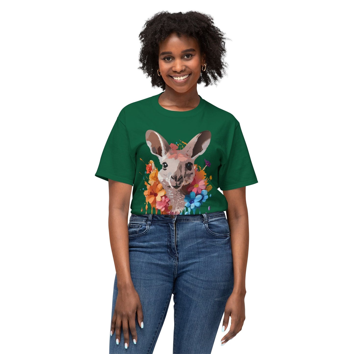 Unisex Kangaroo T Shirt HD Cotton Full Color Art Print Tee Made In USA 100 Percent Pre Shrunk
