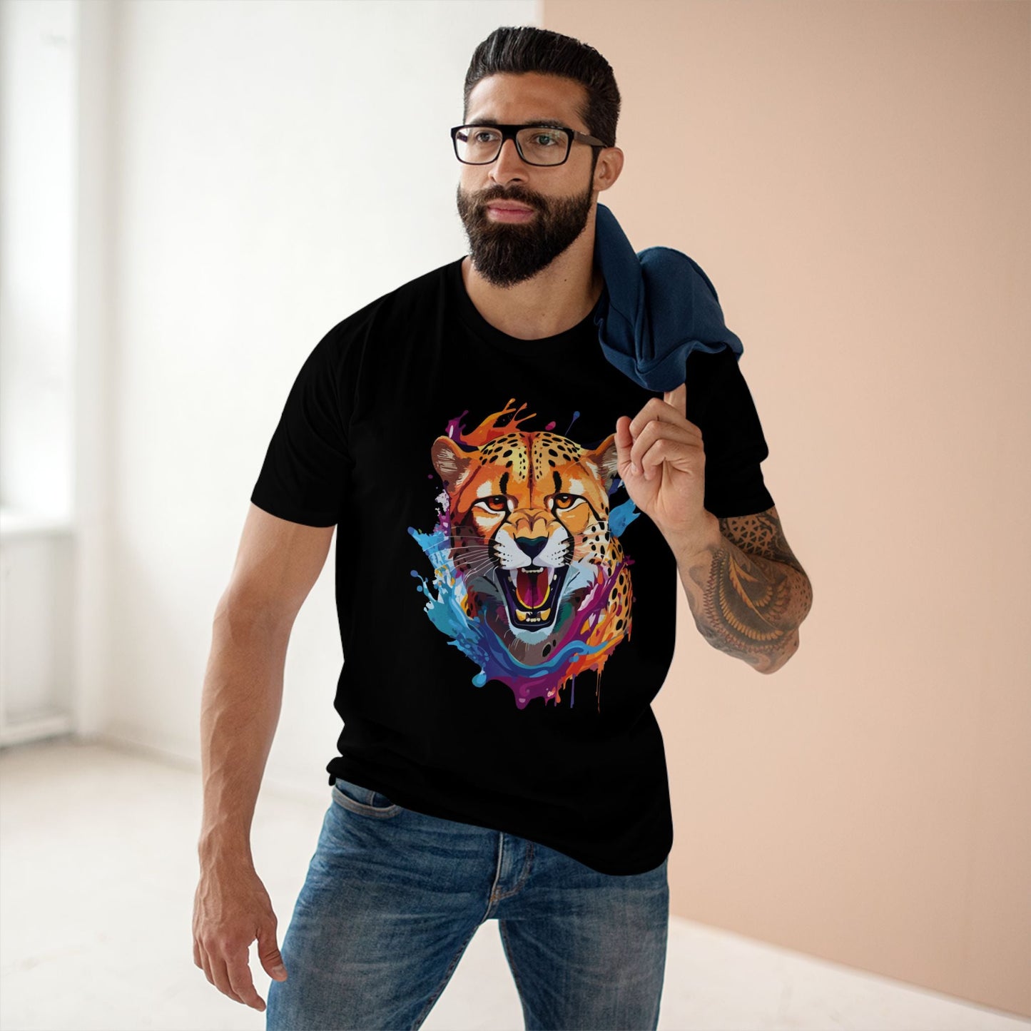 Cheetah Graphic Unisex 100 Cotton Staple Tee with Animal Design Artwork 23