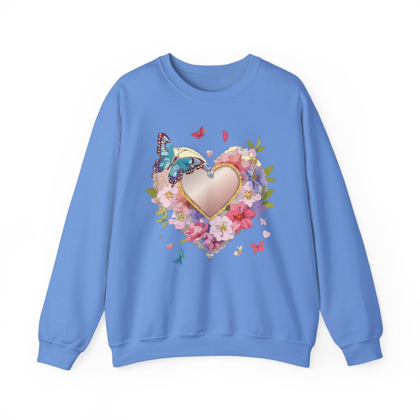 Unisex Floral Heart Sweatshirt Floral Love Sweatshirt Valentines Day Sweatshirt Heart Floral Design