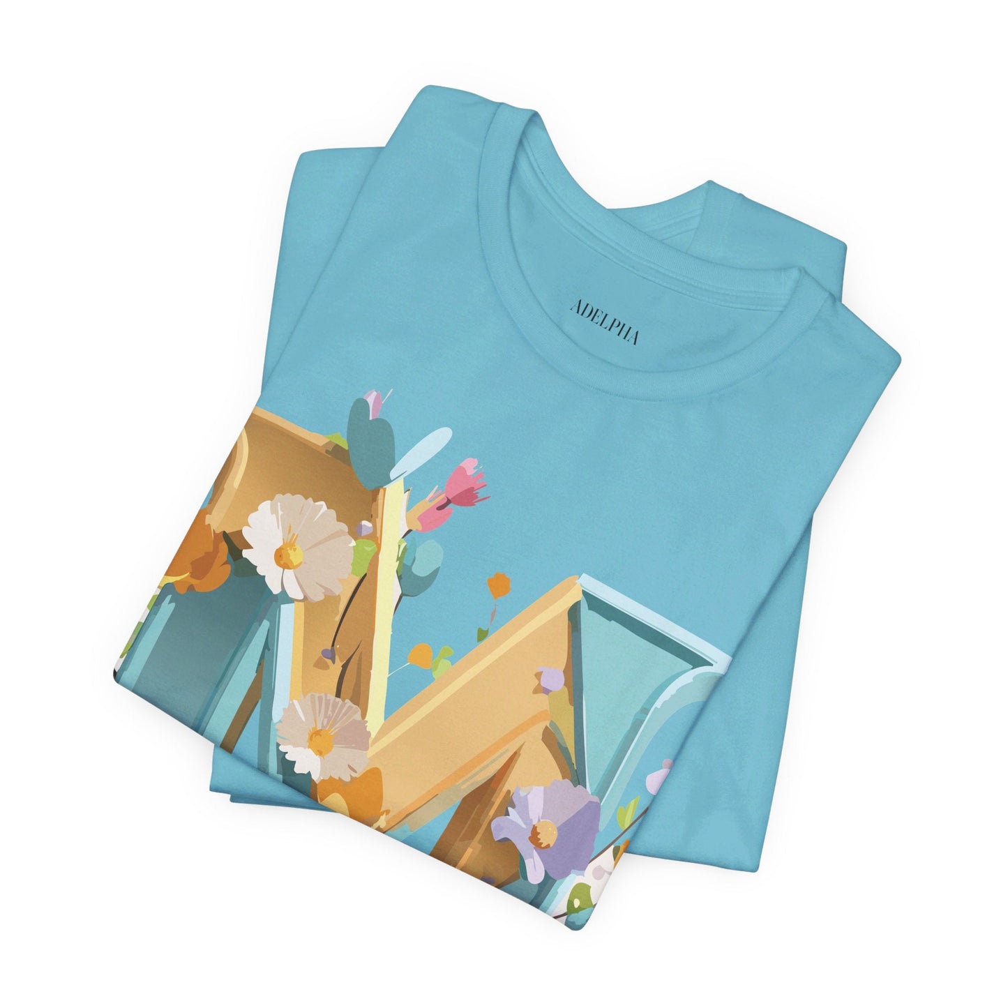 Letter M Shirt Unisex Graphic Tee Vintage Inspired Artwork Adelpha Jersey Short Sleeve