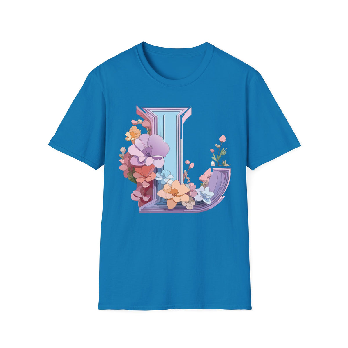 Floral Letter L T-Shirt | Botanical Initial Monogram Tee