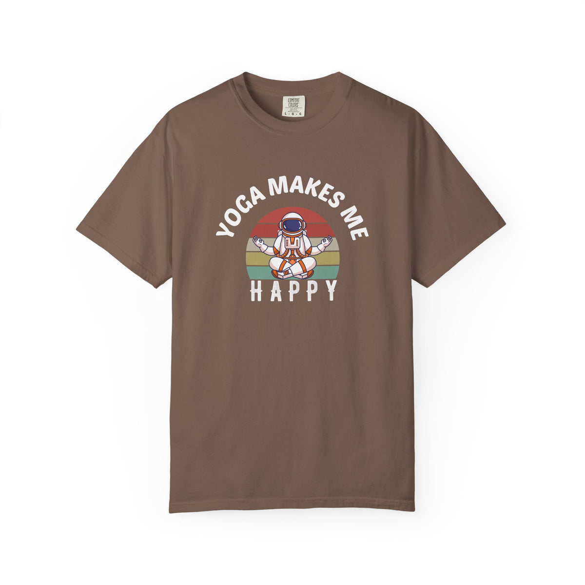 Yoga Makes Me Happy Retro Astronaut Unisex Comfort Colors Garment-Dyed Heavyweight 100 Cotton Art Design T-Shirt w189
