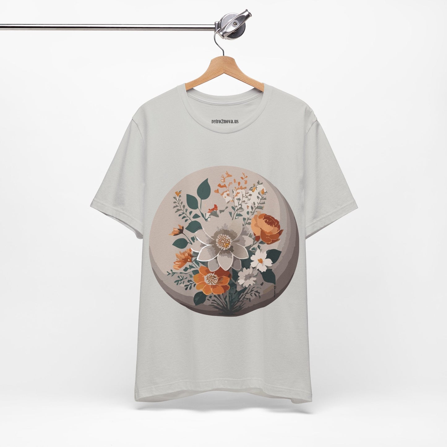 Retro2Nova Floral Shirt Unisex Short Sleeve Tee Lightweight Breathable Cotton Blend Jersey