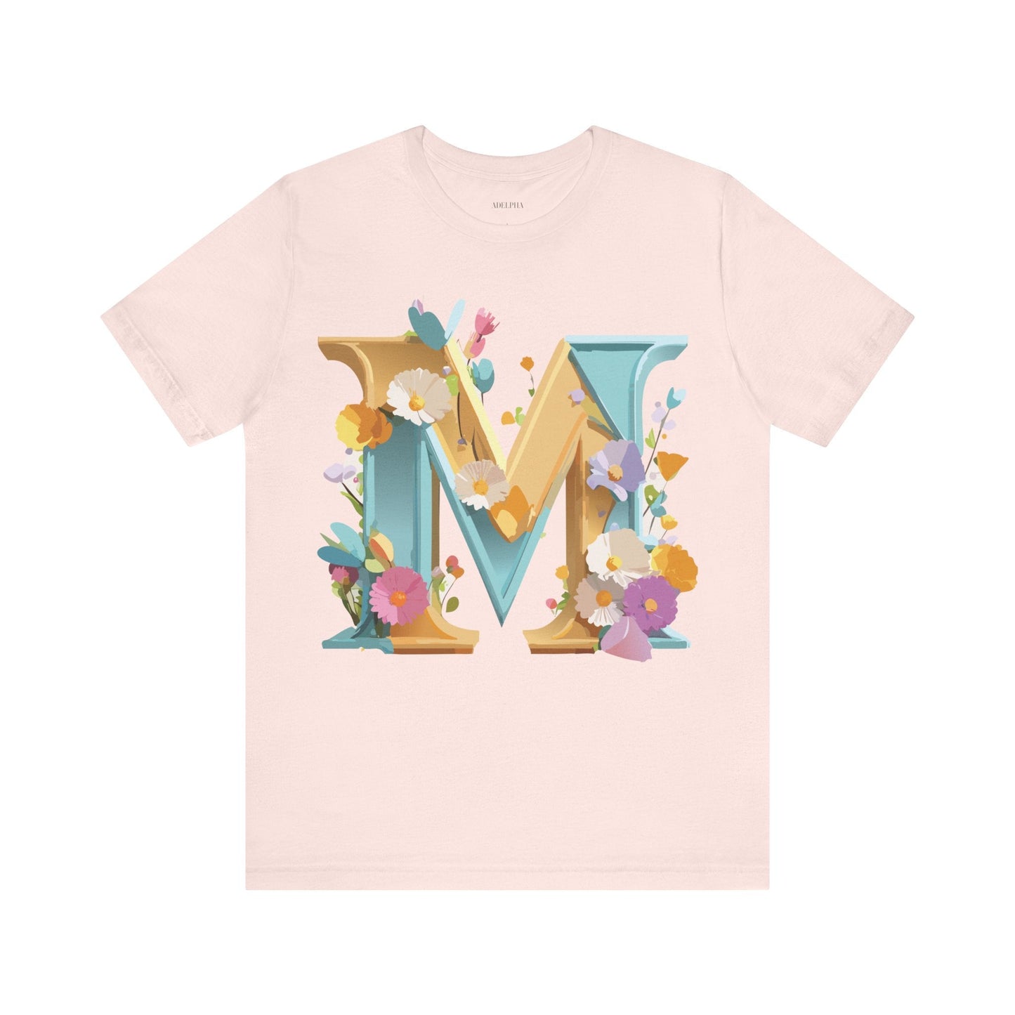 Letter M Shirt Unisex Graphic Tee Vintage Inspired Artwork Adelpha Jersey Short Sleeve