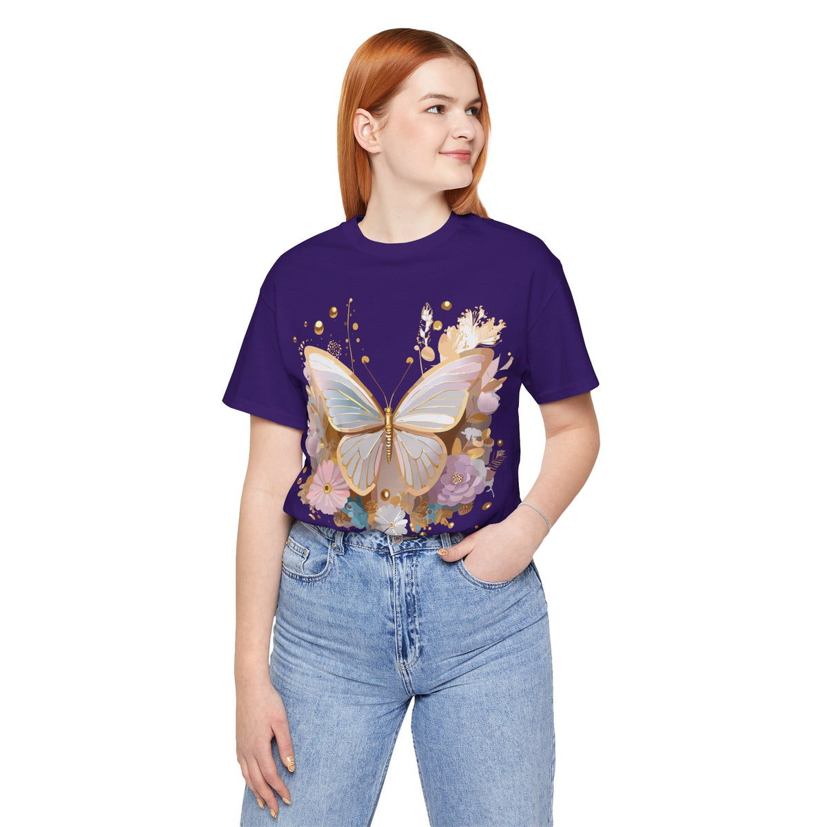 Butterfly Graphic Unisex Cotton Bella+Canvas Tee with Art Design n67