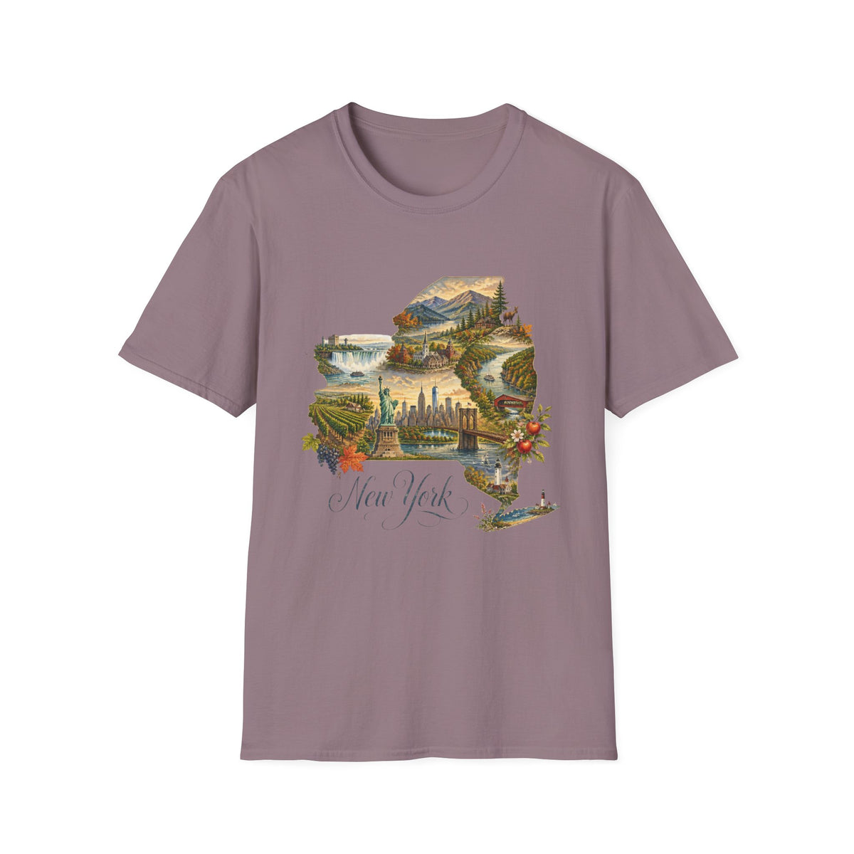 New York State Travel Tourist Graphic Design Unisex 100 Cotton Gildan T-Shirt