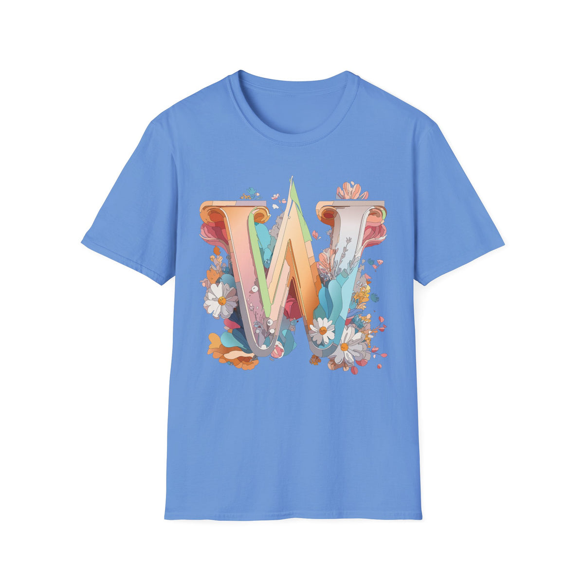 Floral Letter W Monogram T-Shirt | Floral Initial Tee